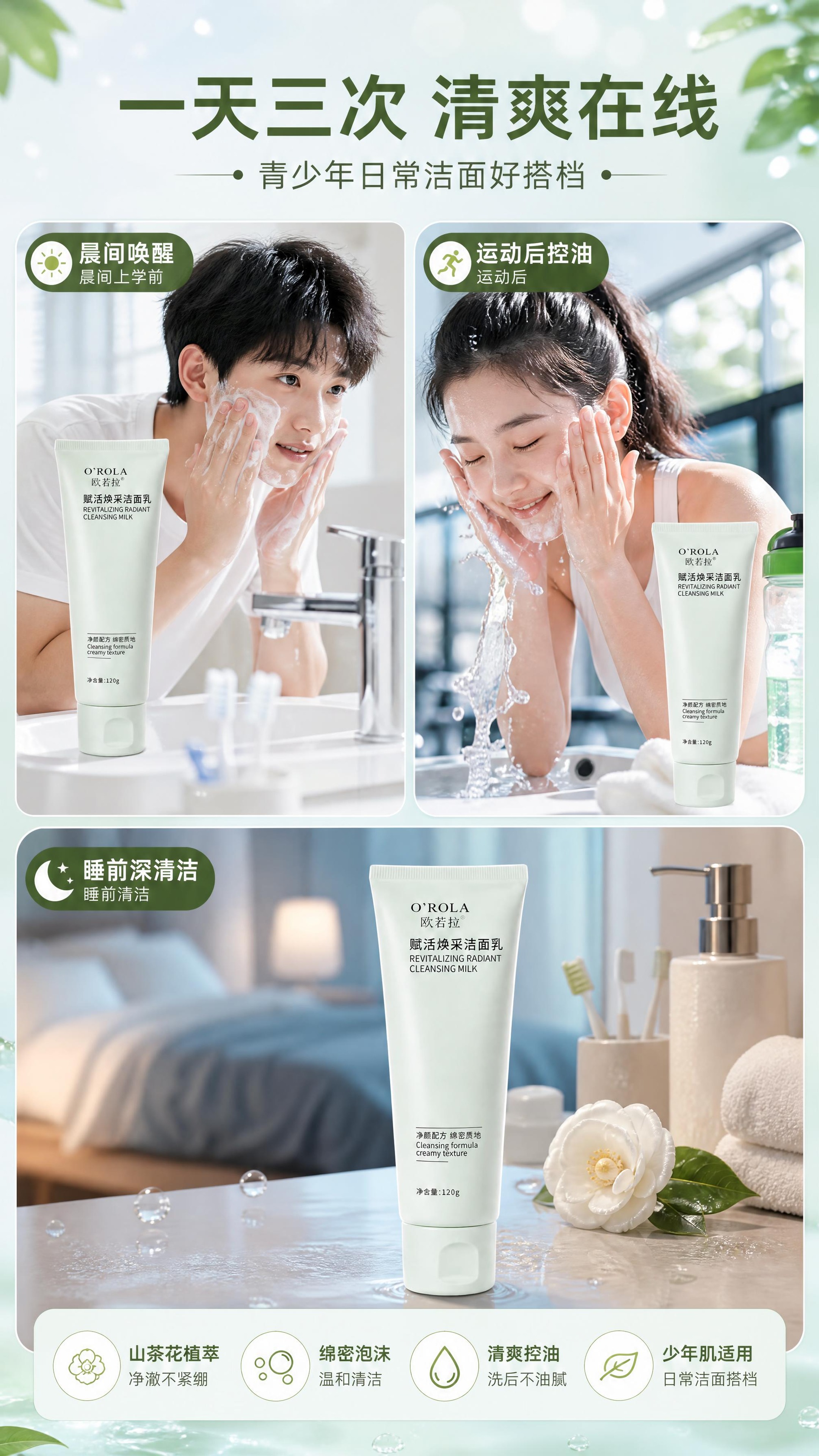 [商品] 使用【图1】欧若拉赋活焕采洁面乳浅绿色软管；保留管身… - 图片创意预览