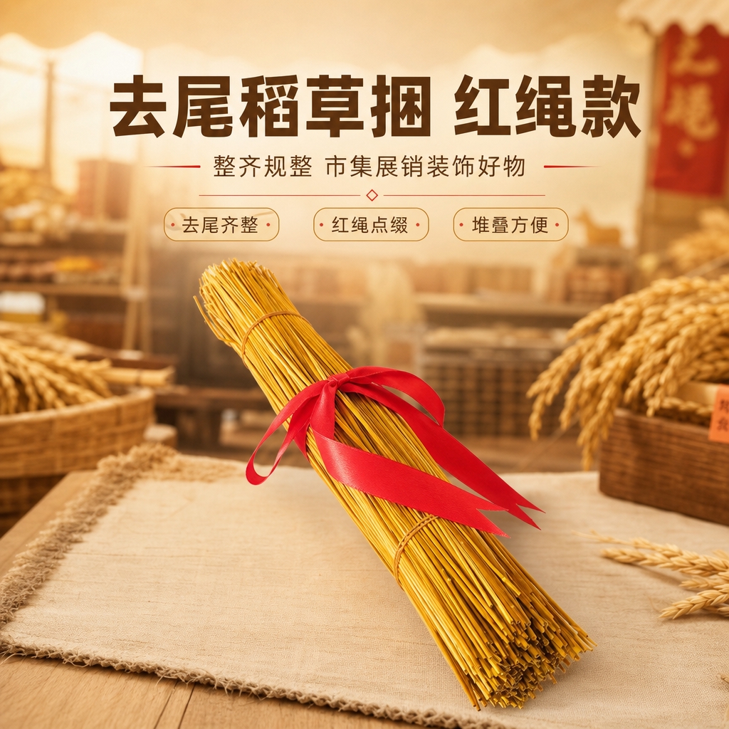 [商品] 使用【图1】去尾稻草捆红绳款；保留干稻草金黄色材质、… - 图片创意预览