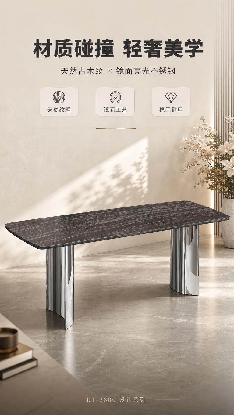 [商品] 使用【图1】DT-2800古木纹大理石餐桌；保留长方… - 图片创意预览