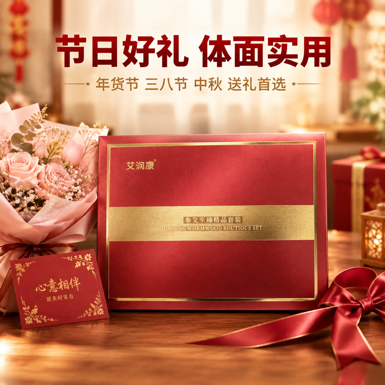[主图-4] 艾润康参艾至臻精品套装 节日送礼场景，突出节日送… - 图片创意预览