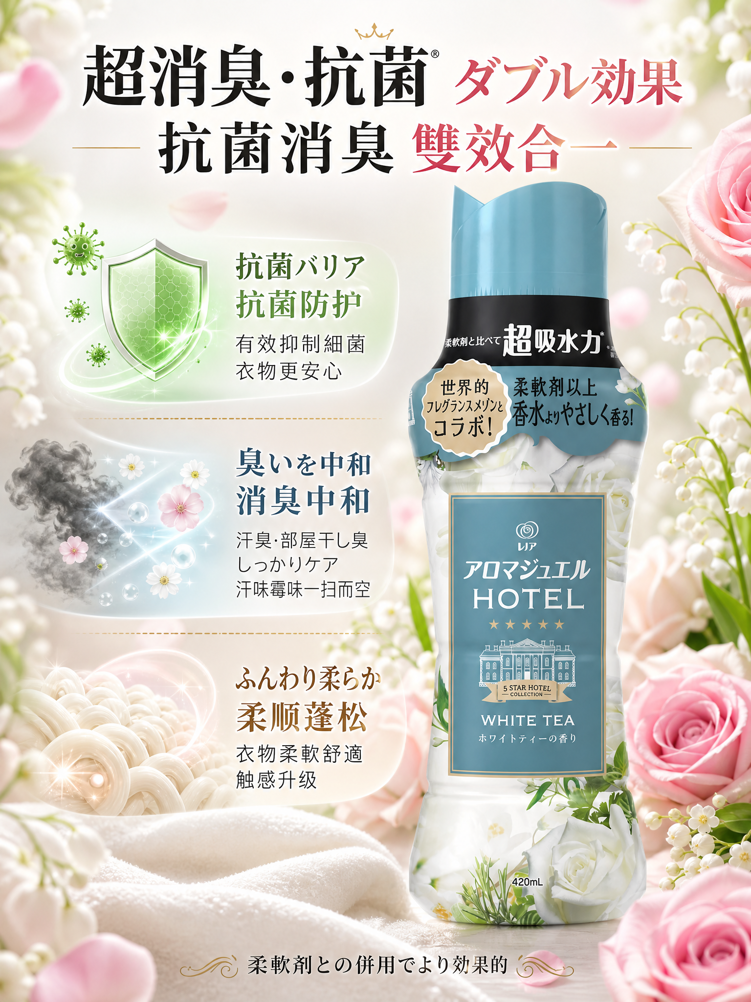 [主图-3] 抗菌消臭与柔顺功效 多效合一。 [统一基调] 整… - 图片创意预览