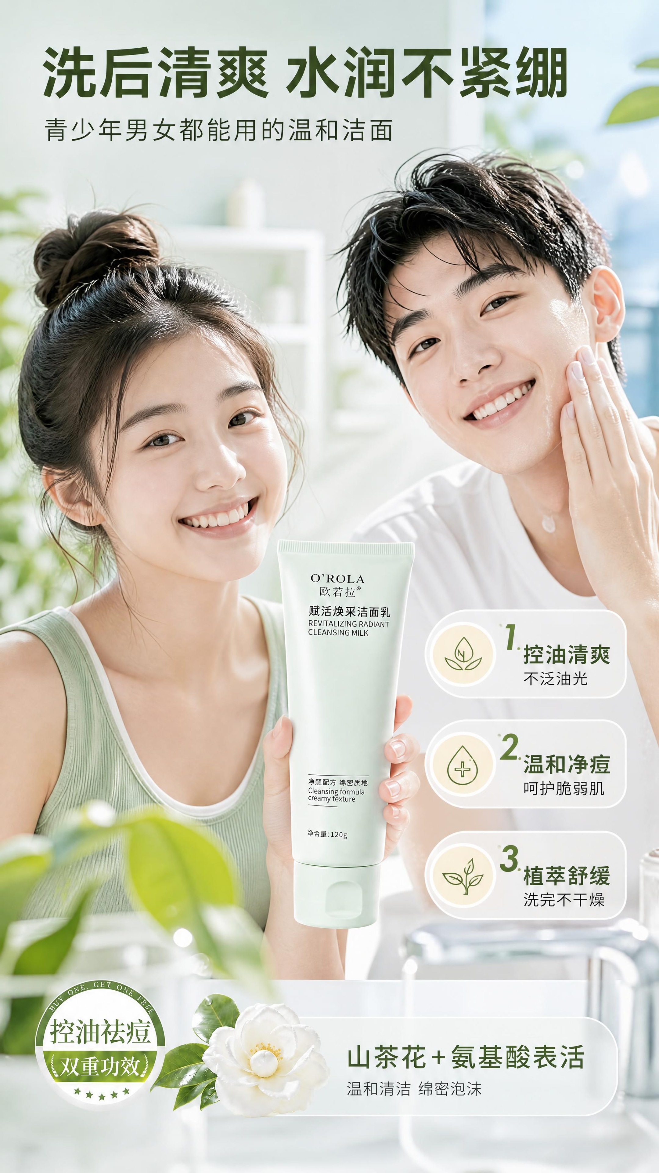 [商品] 使用【图1】欧若拉赋活焕采洁面乳浅绿色软管；保留管身… - 图片创意预览