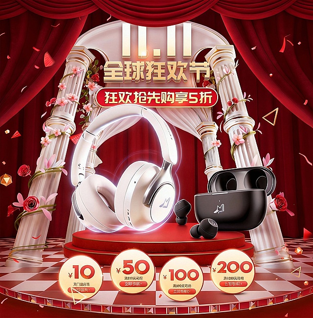 去掉兔子元素，把产品放大有透视，上面的幕布也要有