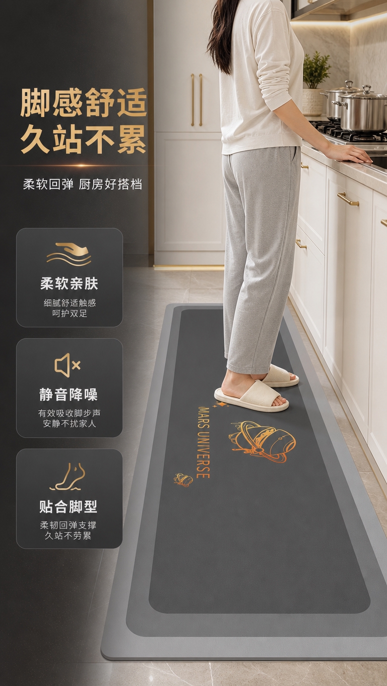 [商品] 使用【图1】深灰色星芒宇宙图案厨房地垫；保留外观、颜… - 图片创意预览