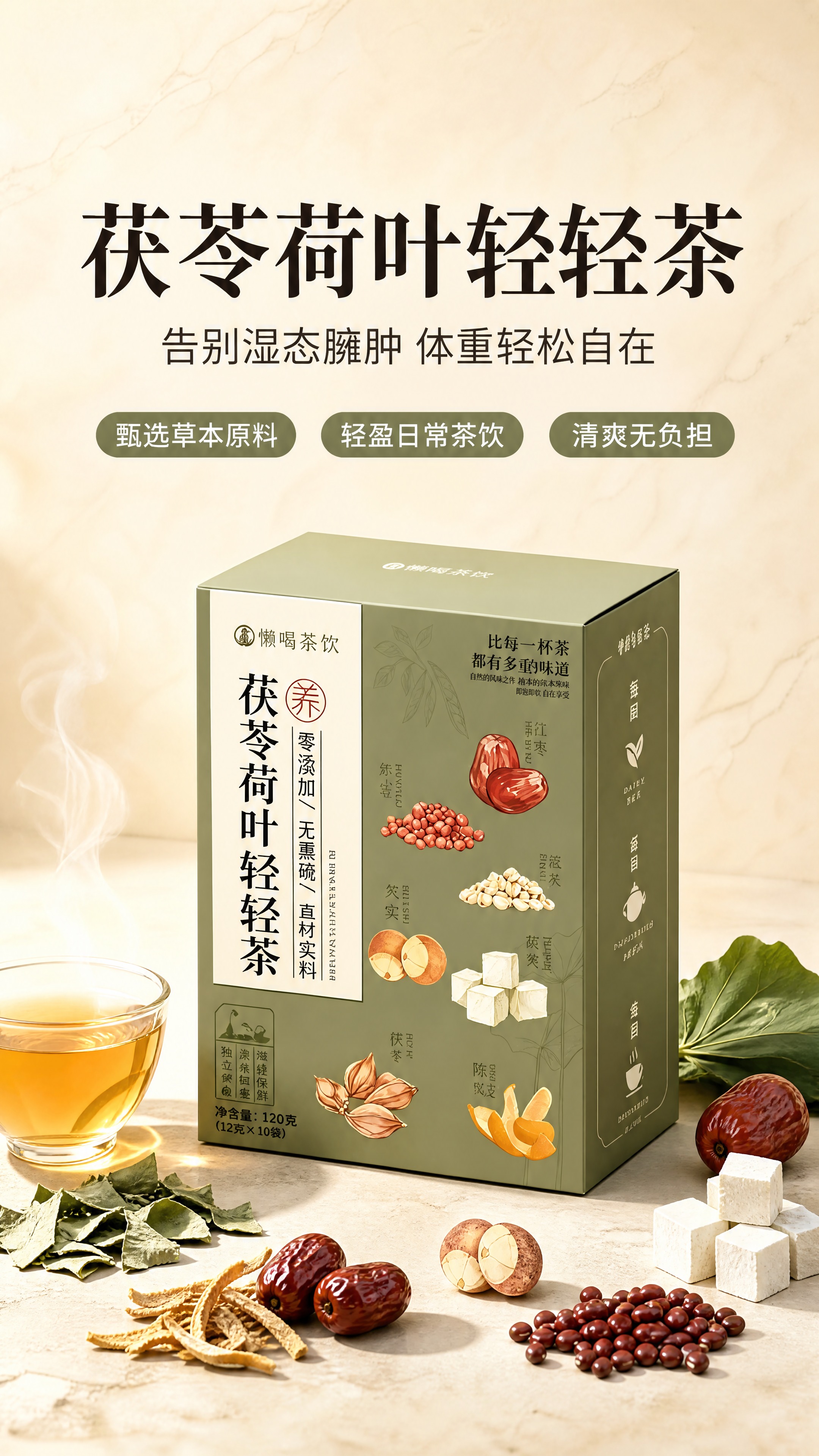 [商品] 使用【图1】茯苓荷叶轻轻茶产品包装盒；保留包装盒的豆… - 图片创意预览