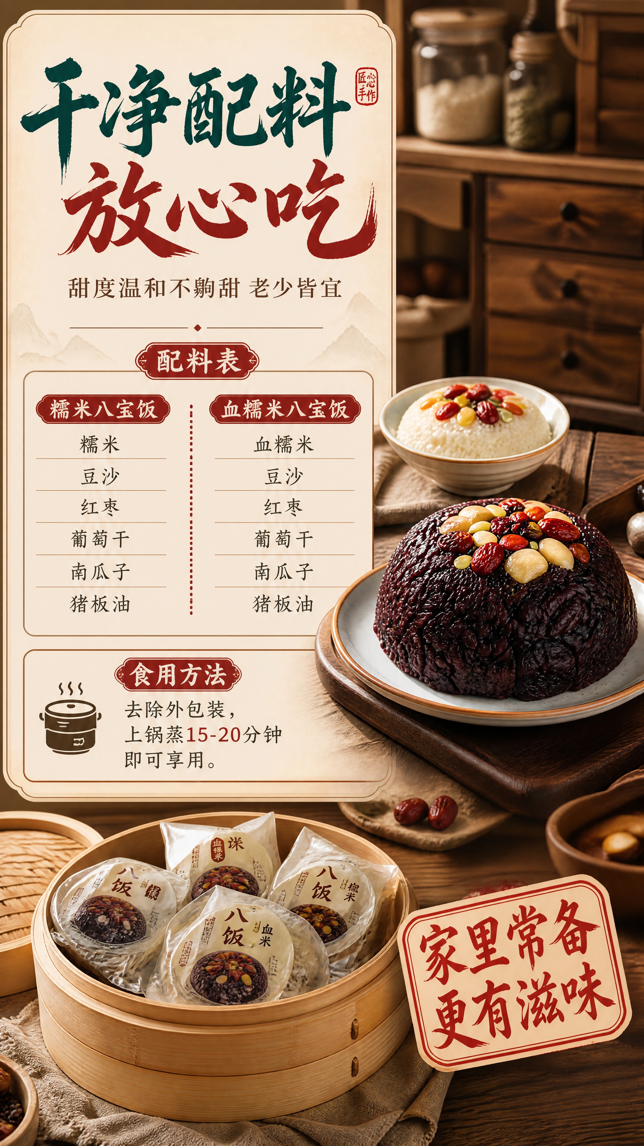 [商品] 使用【图1】血糯米八宝饭；保留紫黑糯米、顶部八宝配料… - 图片创意预览