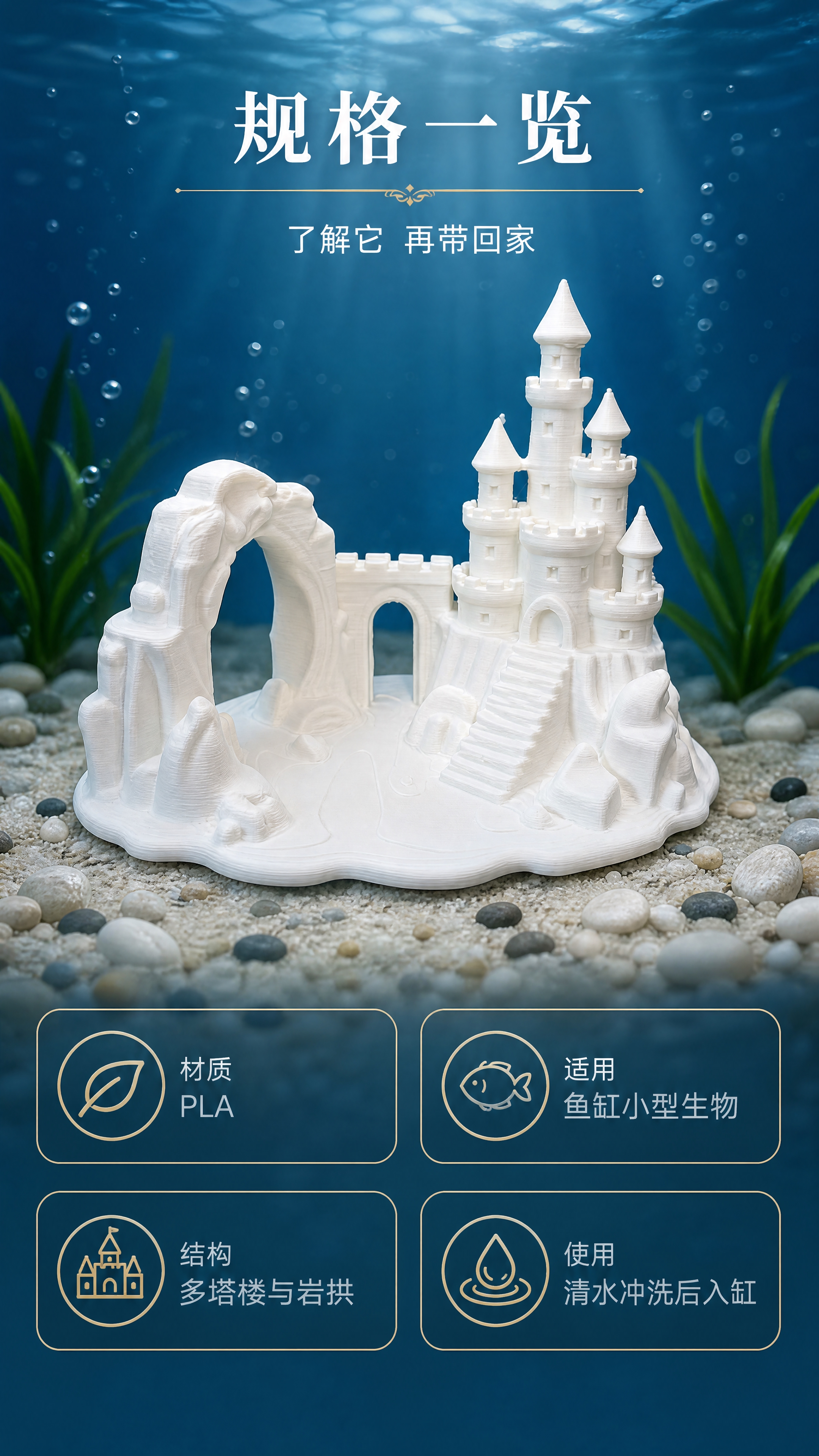 [商品] 使用【图1】白色城堡鱼缸躲避屋进行图生图；保留四座高… - 图片创意预览