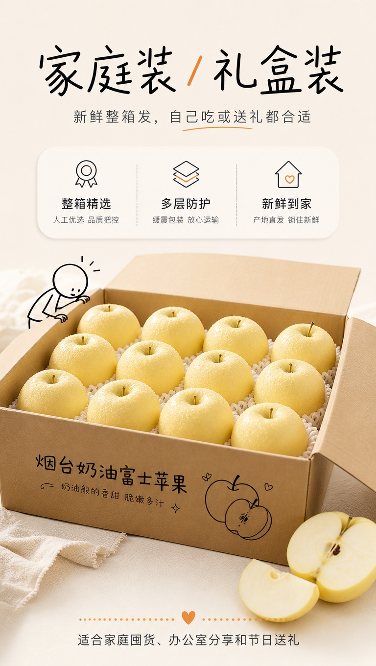 [商品] 使用【图1】【图2】【图3】【图4】烟台奶油富士苹果… - 图片创意预览