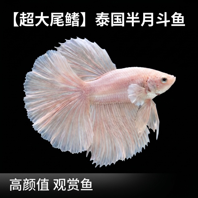 [主图 1] 泰国半月斗鱼产品展示首图
[氛围风格] 高端水族观赏鱼商品主图，真实质感，突出优雅气质
[画质] 商业摄影质感、光线柔和通透、产品清晰真实、画面干净高级。保持泰国半月斗鱼外观（即物理结构预览效果