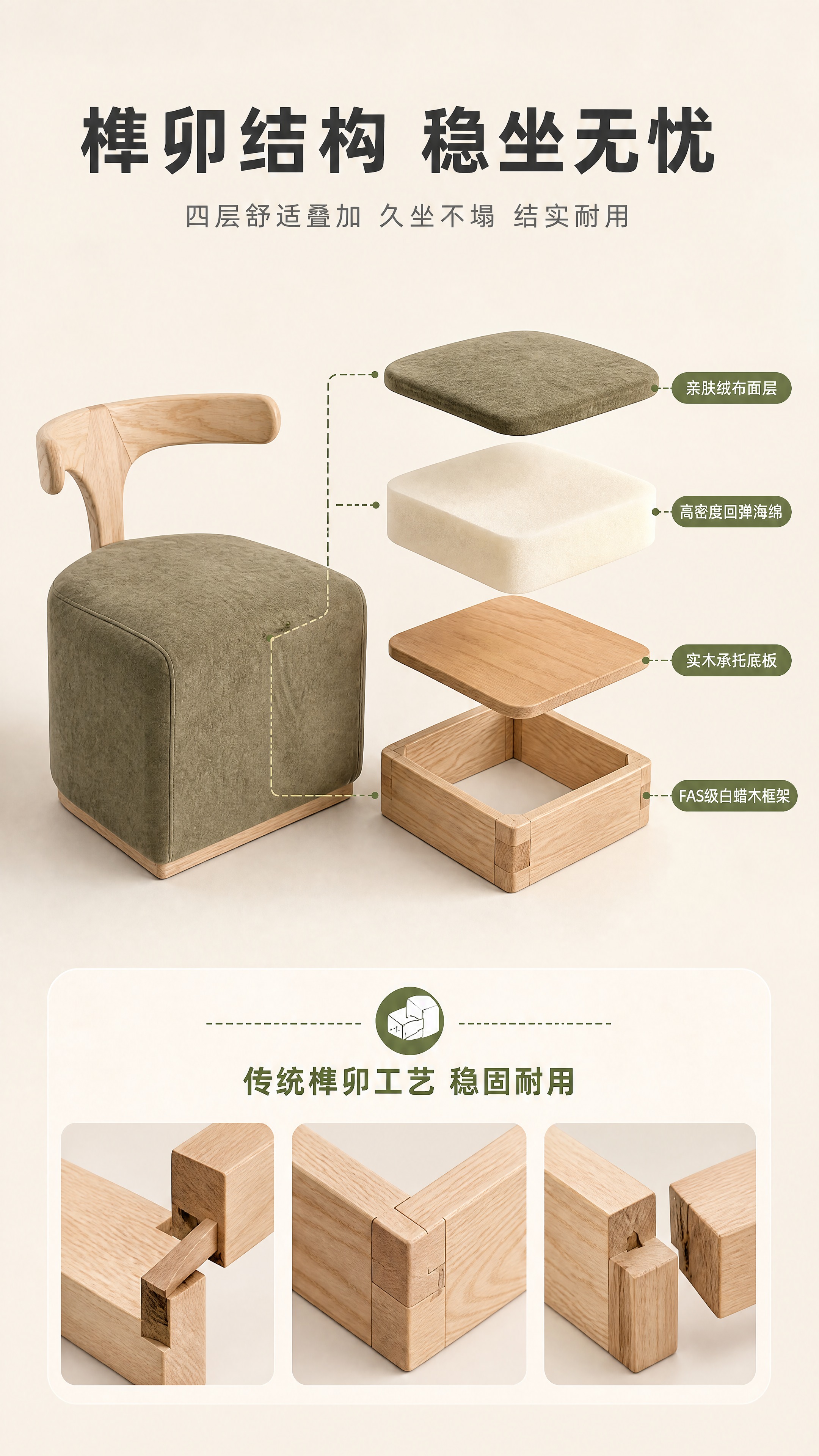 [商品] 使用【图1】DW-8852茶凳；保留橄榄绿绒布面料、… - 图片创意预览