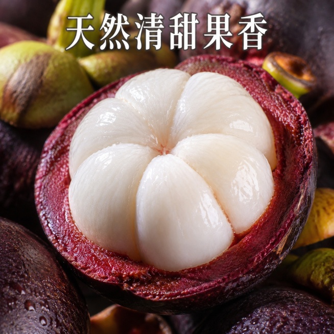 [主图-3] 山竹果肉细节微距特写图
[氛围风格] 微距食欲风，水润新鲜质感
[画质] 商业摄影质感，光线柔和通透，产品清晰真实，画面干净高级
[元素] 保持山竹果肉纹理、颜色自然真实，延续原产品新鲜预览效果