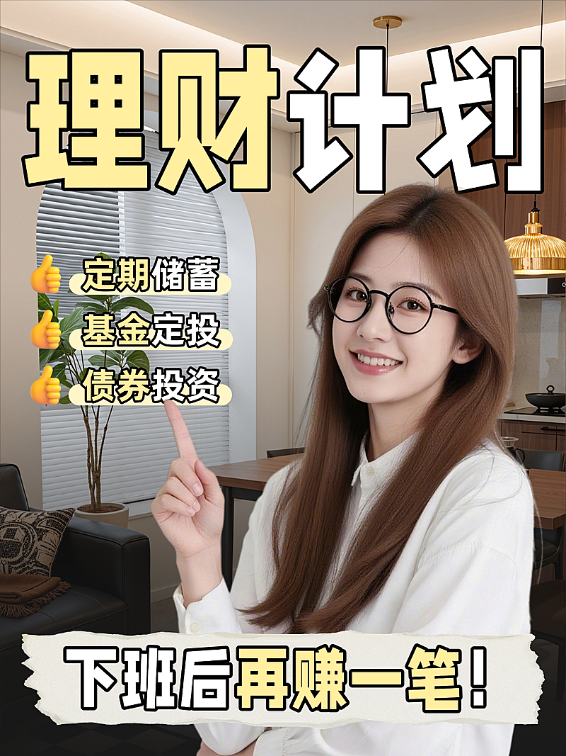 理财话题知识分享人像大字小红书封面