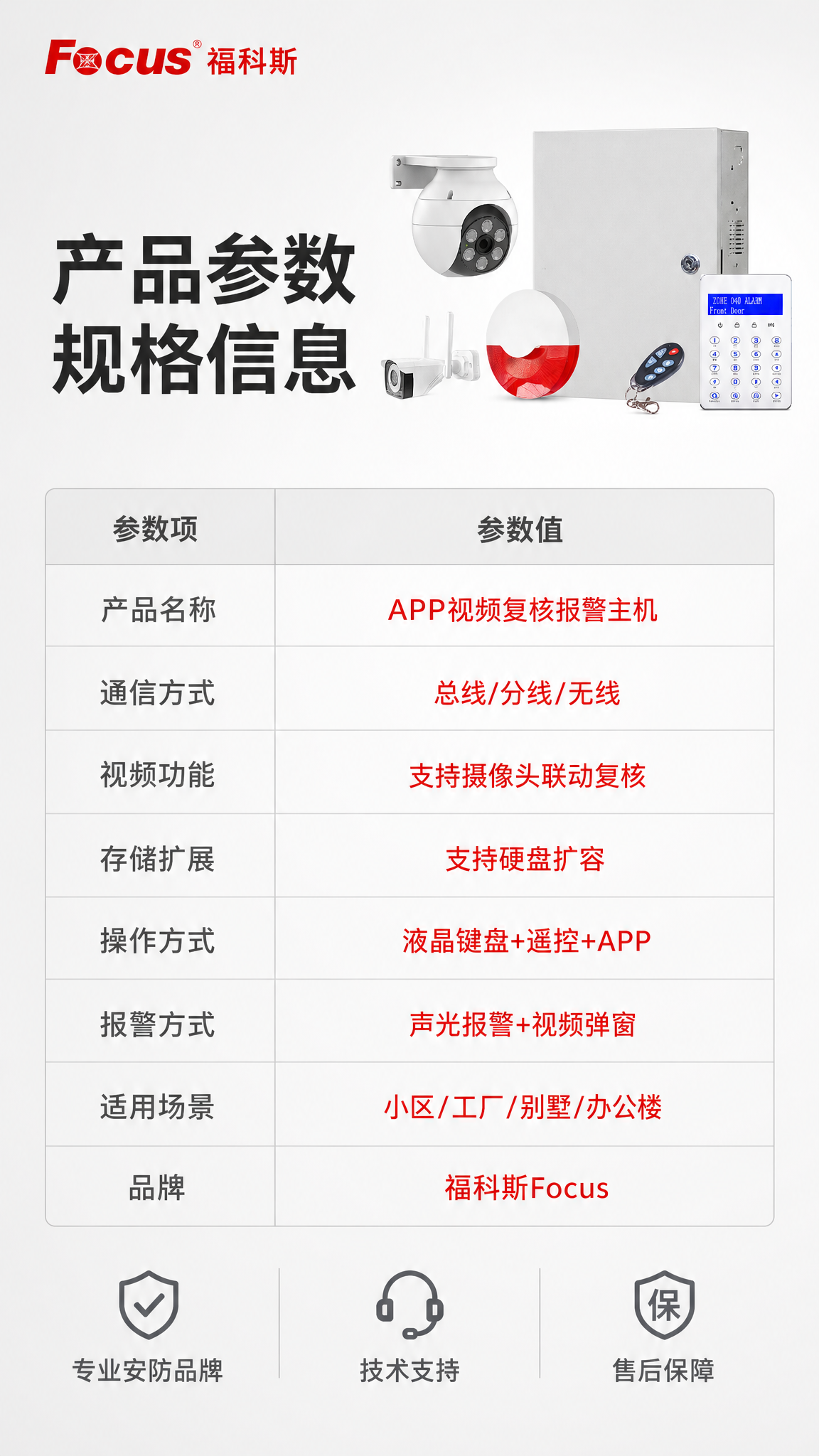 [商品] 使用【图1】福科斯APP视频复核报警主机套装侧面展示… - 图片创意预览