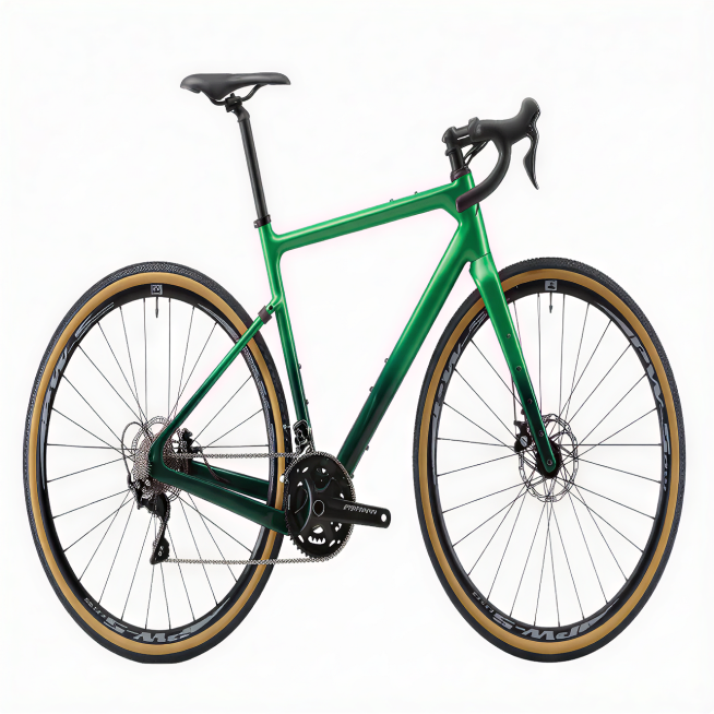 车架及前叉颜色替换成亮光材质琉璃绿到深绿色渐变色，其他不变预览效果