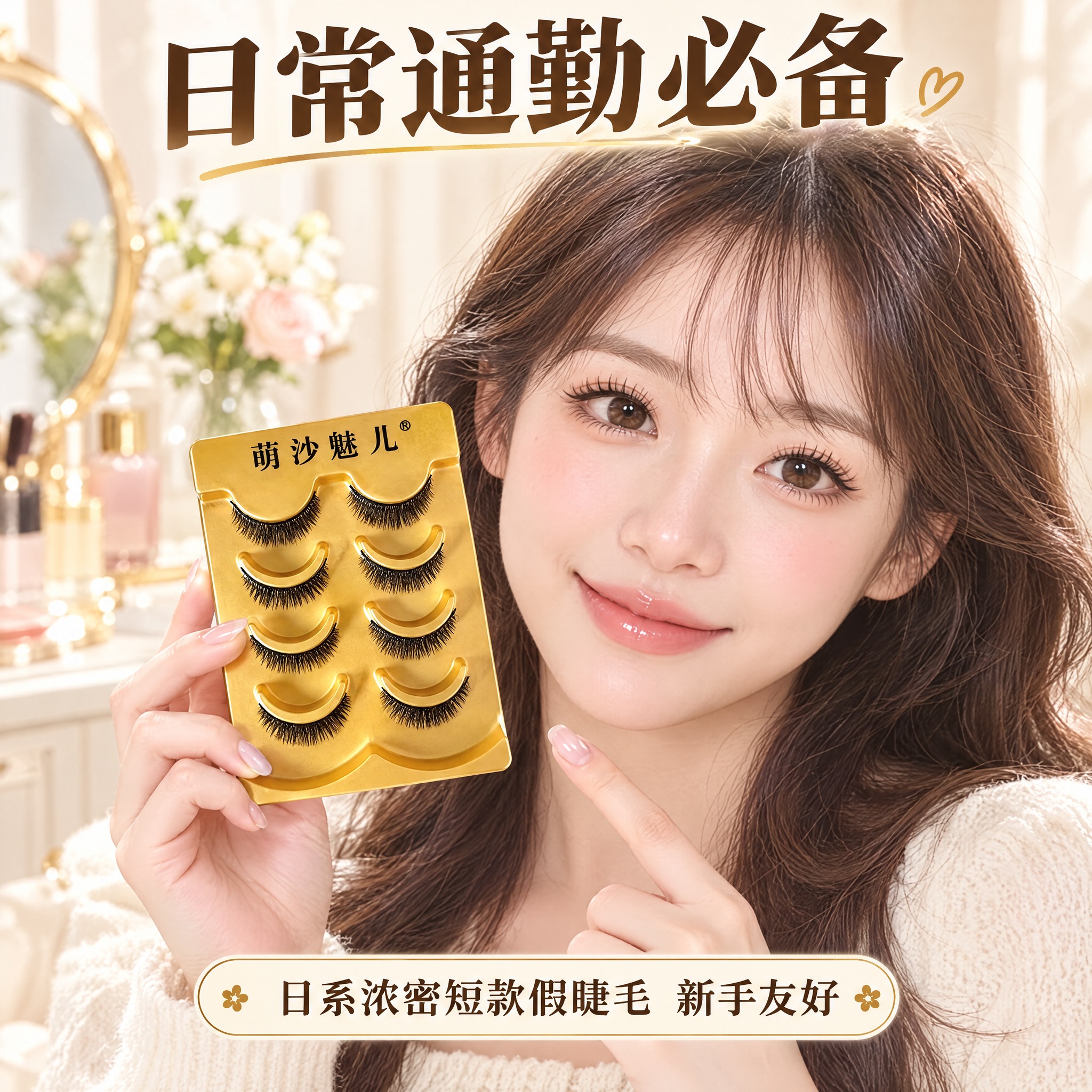 淘宝天猫电商主图，1:1正方形，日系妆容风格，画面含人物、产品… - 图片创意预览