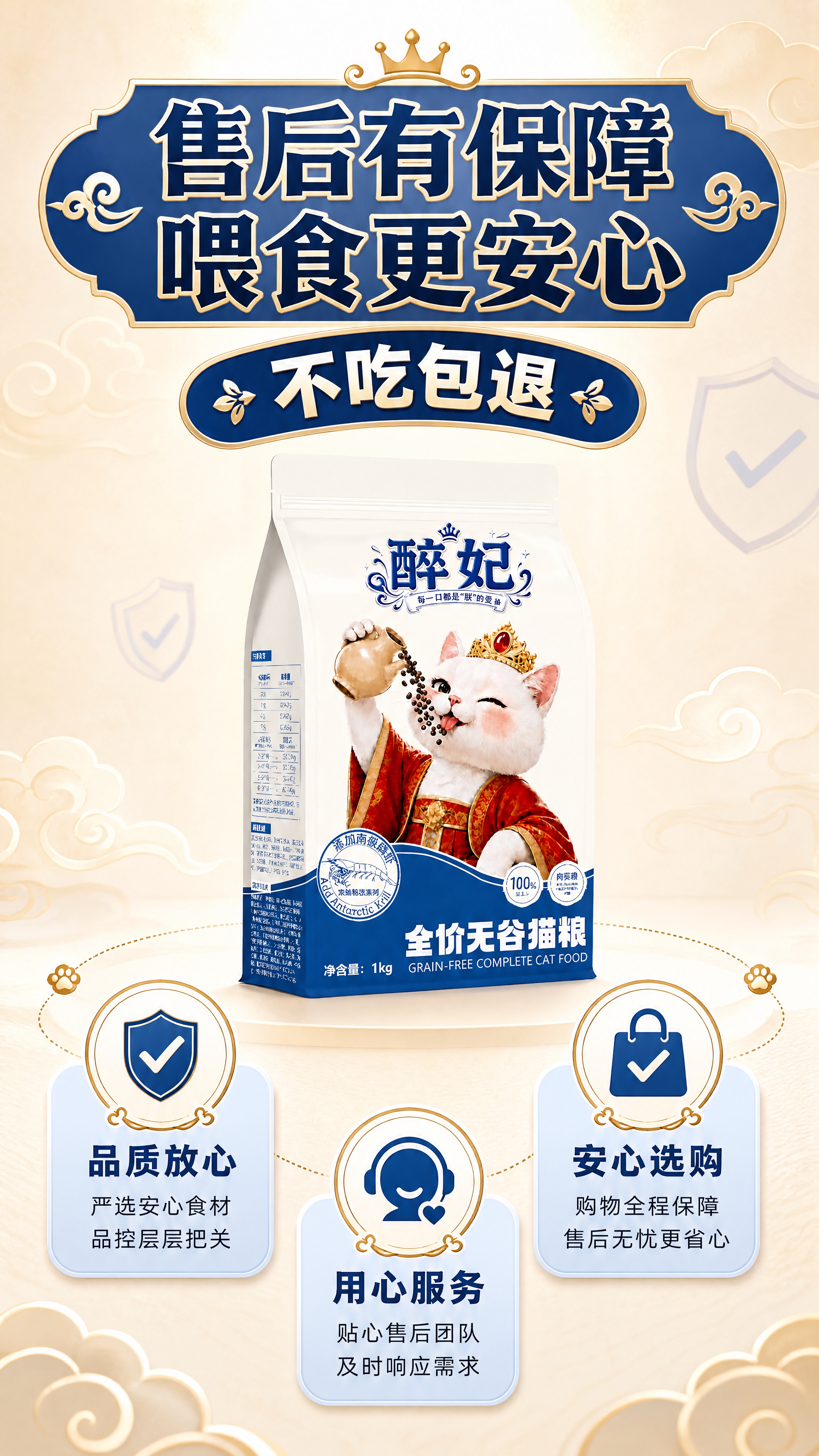 [商品] 使用【图1】醉妃猫粮包装袋中尺寸展示于画面中央，占画… - 图片创意预览