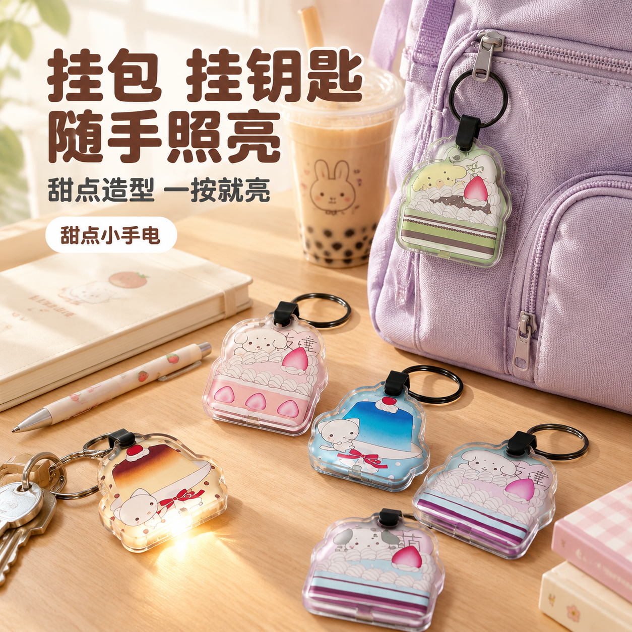[主图-4] 场景使用图（中文版）：蛋糕造型 PVC 手电筒挂… - 图片创意预览