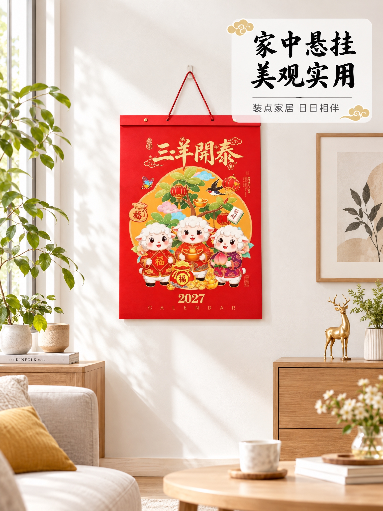 [商品] 使用三羊开泰款挂历；外观与参考图完全一致，保留全部结… - 图片创意预览