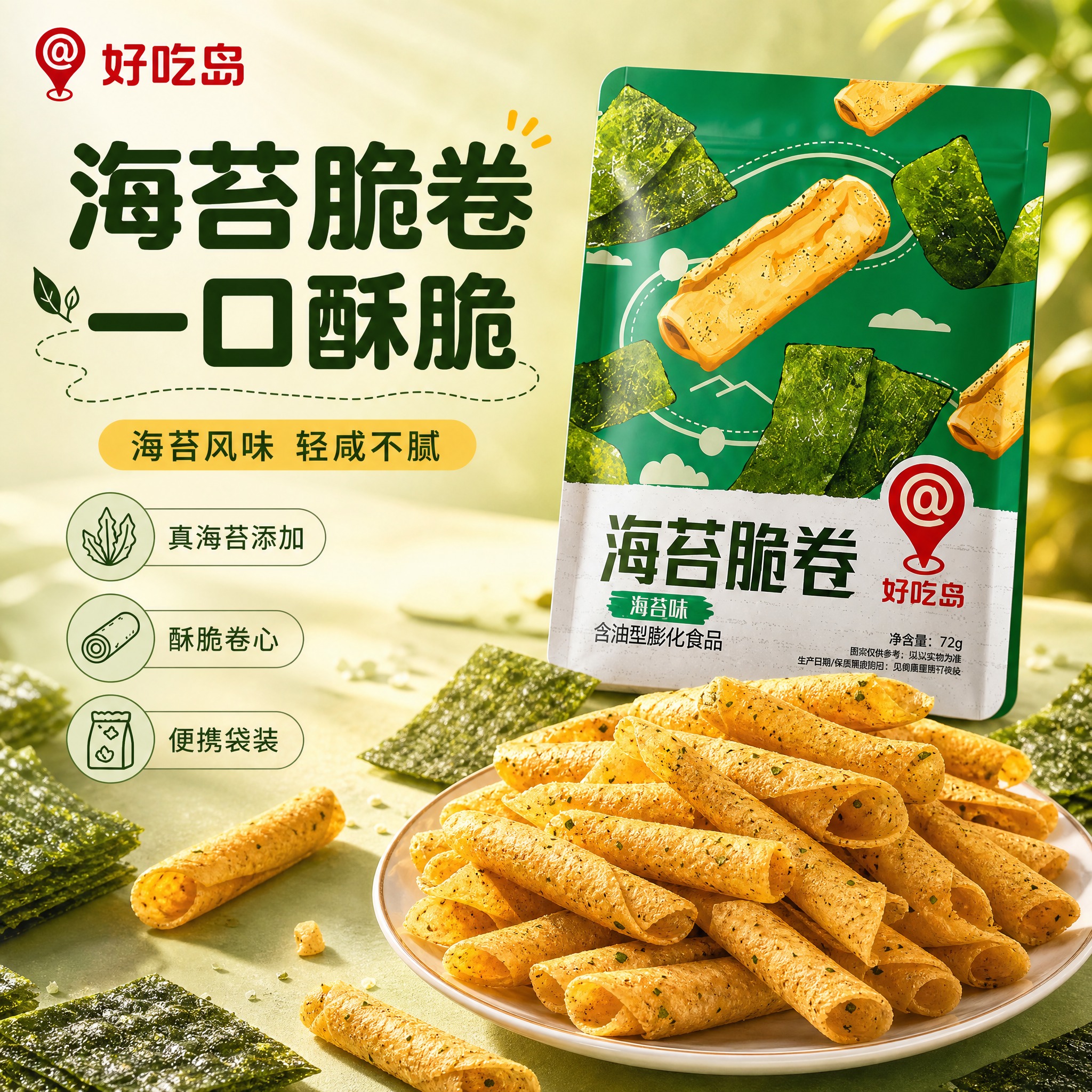 [主图-1] 首图点击率 食欲诱惑。任务：第一眼抓住海苔脆卷的… - 图片创意预览