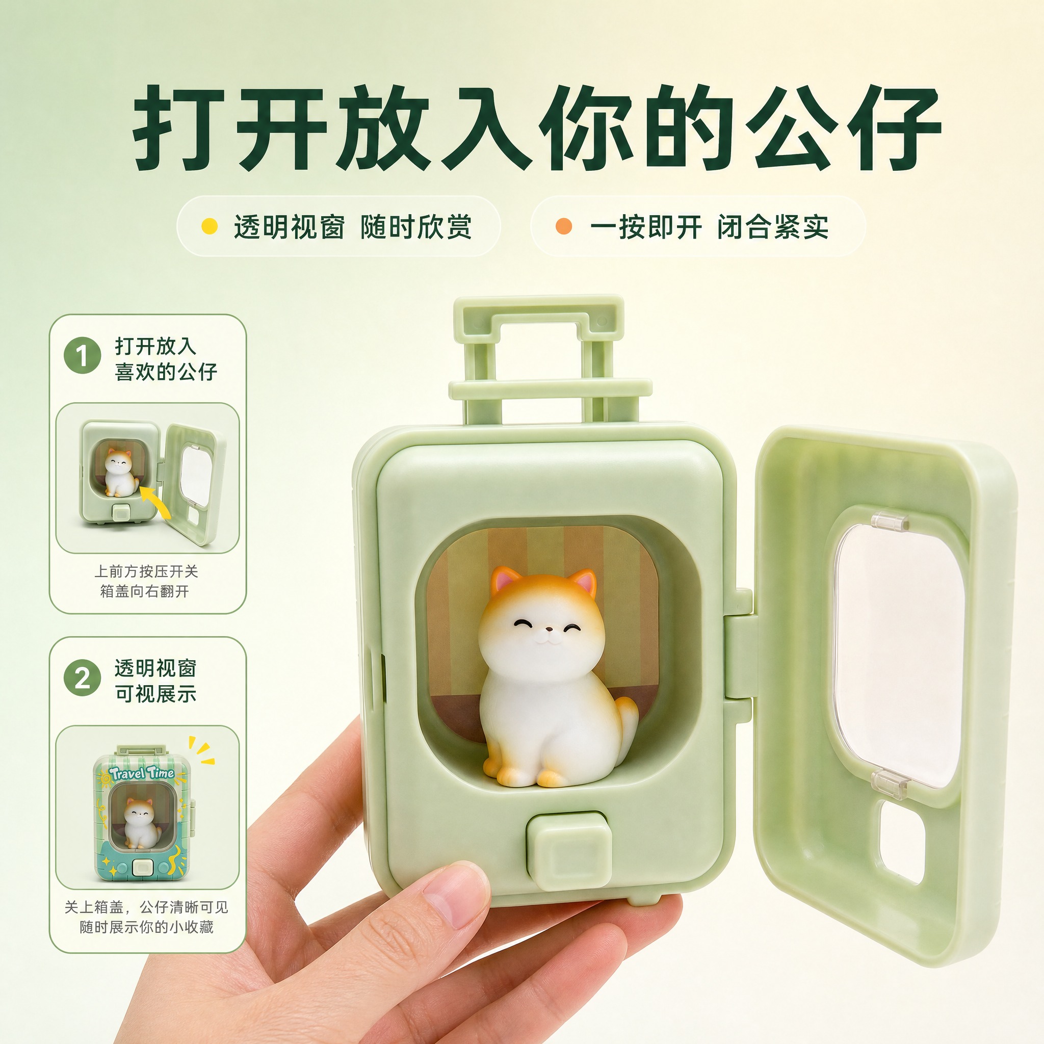 [主图-2] 迷你宠物公仔拉杆箱 玩法与核心卖点图，唯一任务：… - 图片创意预览