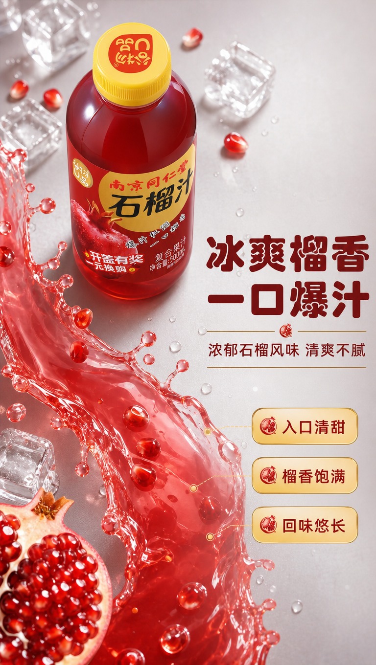 [商品] 使用【图2】南京同仁堂谷物U品石榴汁复合果汁饮料瓶（… - 图片创意预览