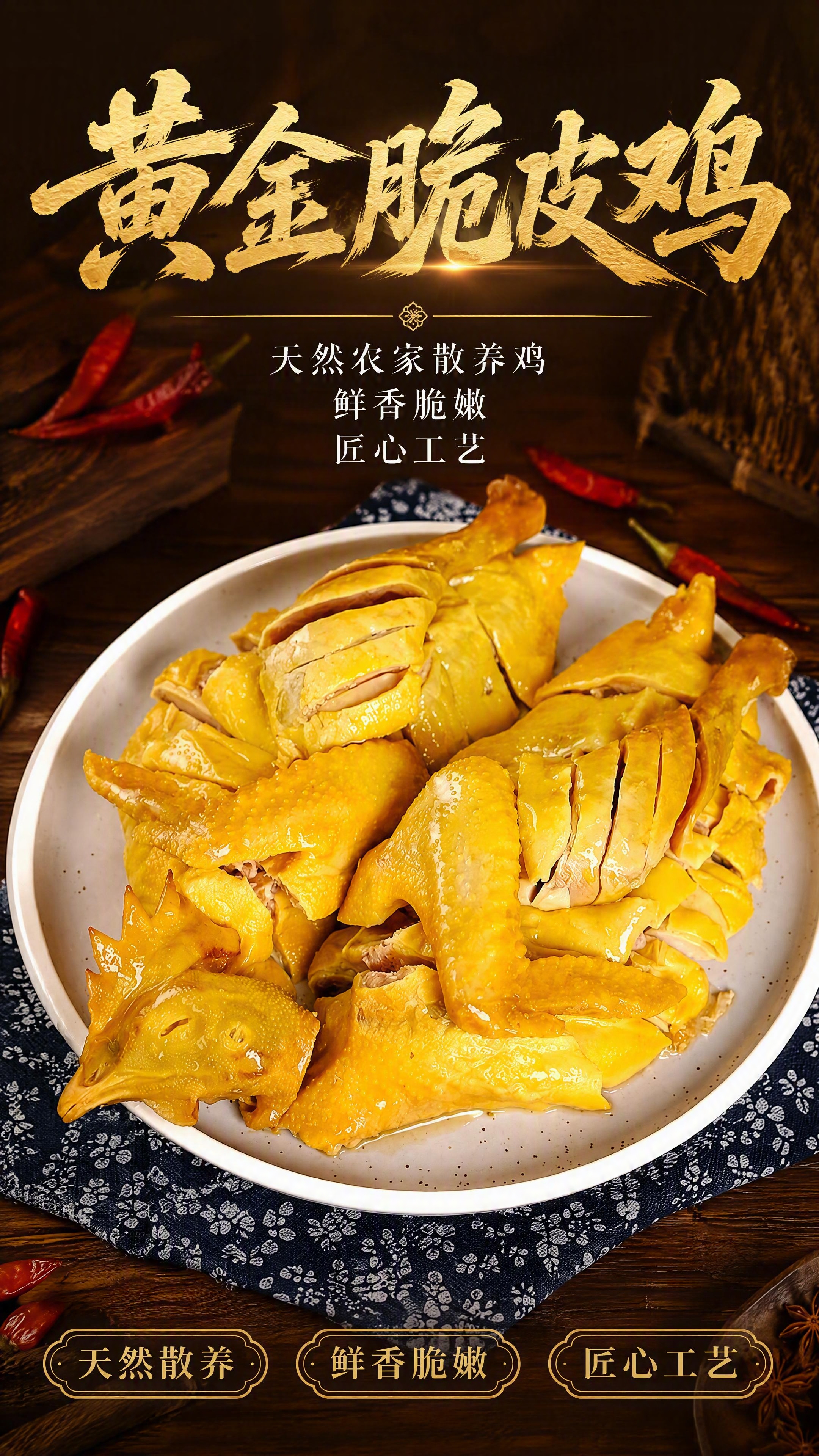 [第1张 封面] 黄金脆皮鸡主视觉封面页。本张使用【图7】作为… - 图片创意预览