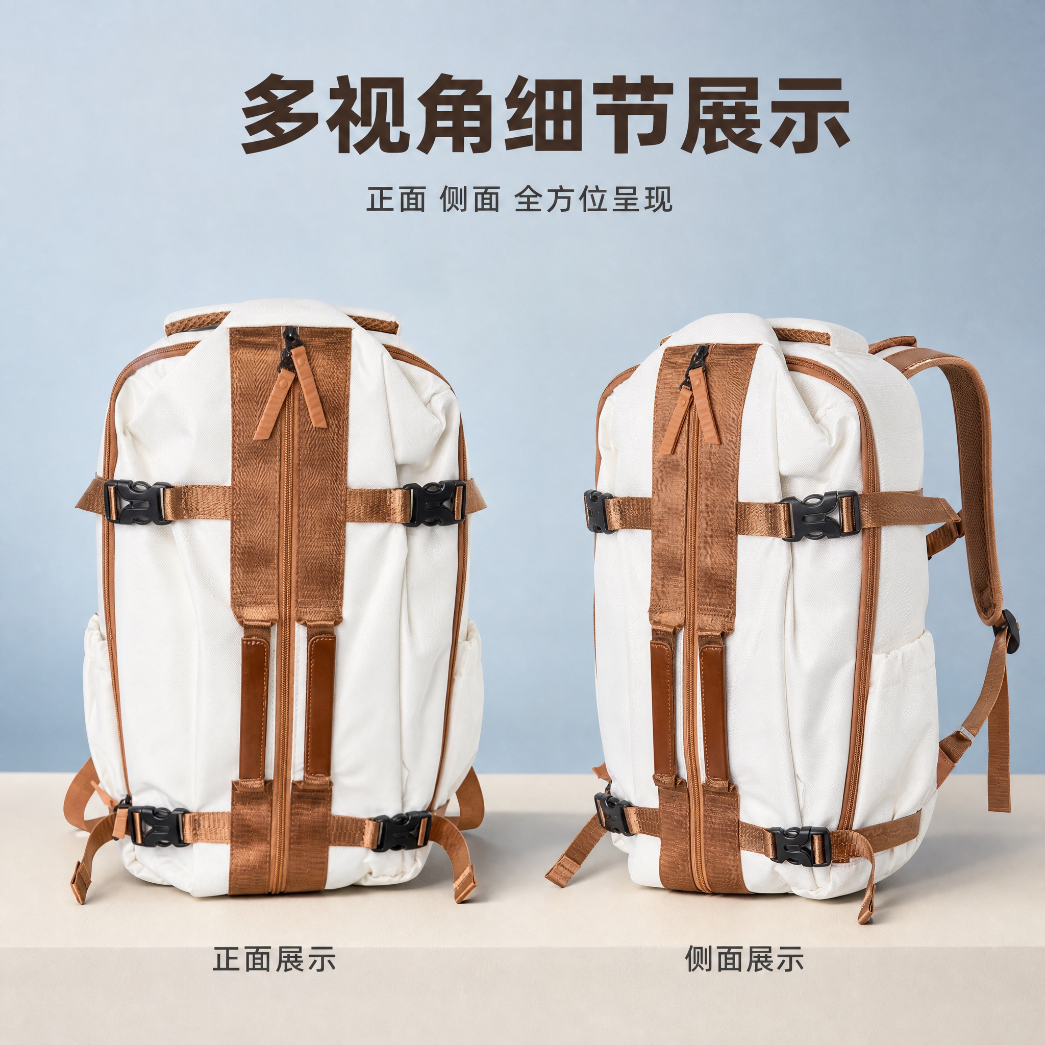 [主图-2] 背包多角度展示，呈现正面与侧面结构及背负形态。… - 图片创意预览