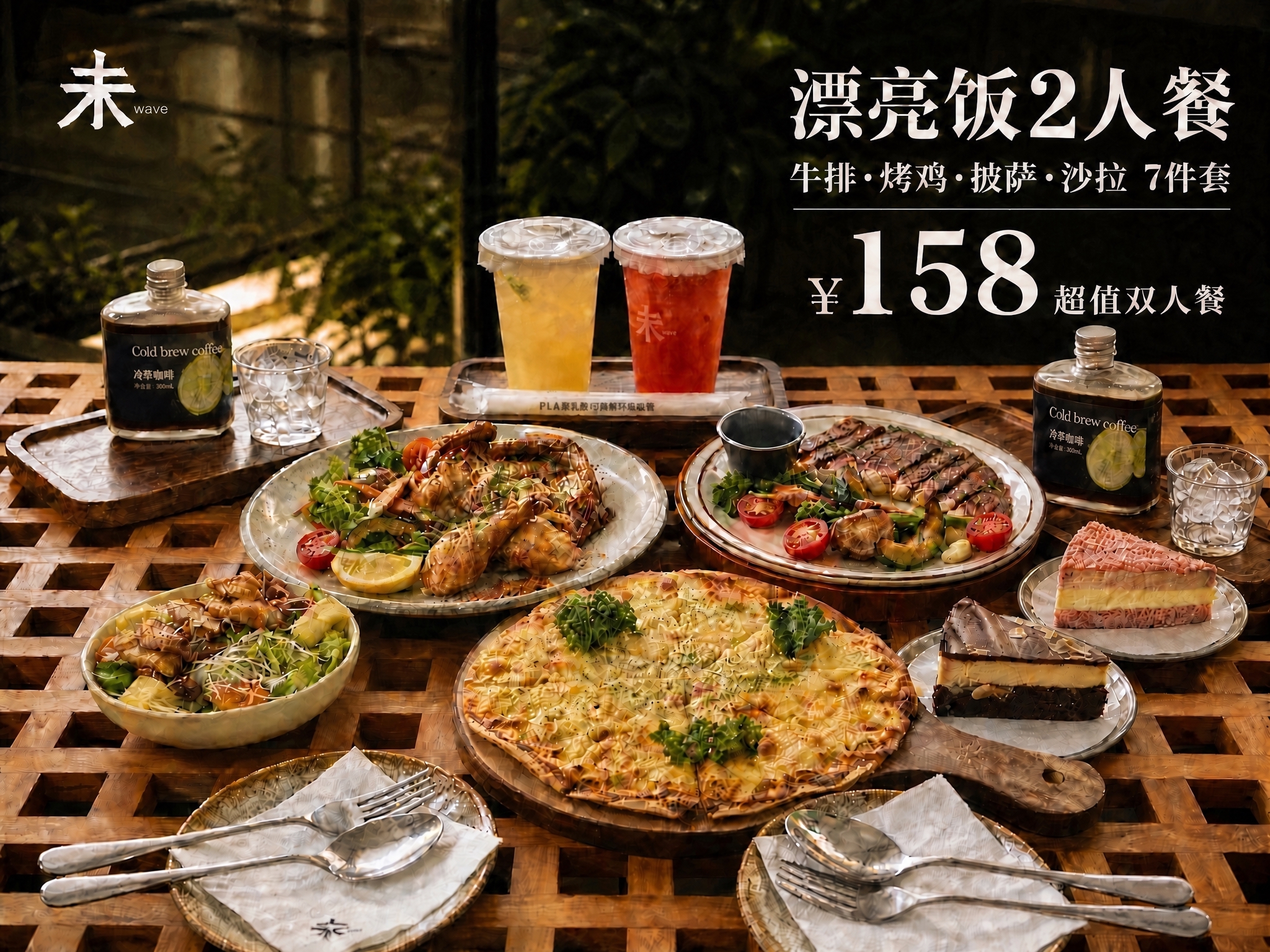 将这张美食海报右上角的价格数字"108"修改为"158"，即价… - 图片创意预览