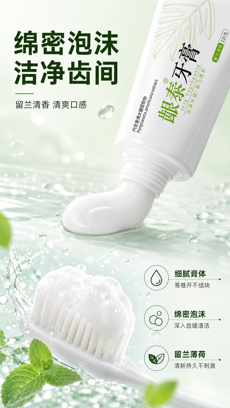 [商品] 使用【图1】龈泰牙膏管身，管口挤出一段膏体；保留白色… - 图片创意预览