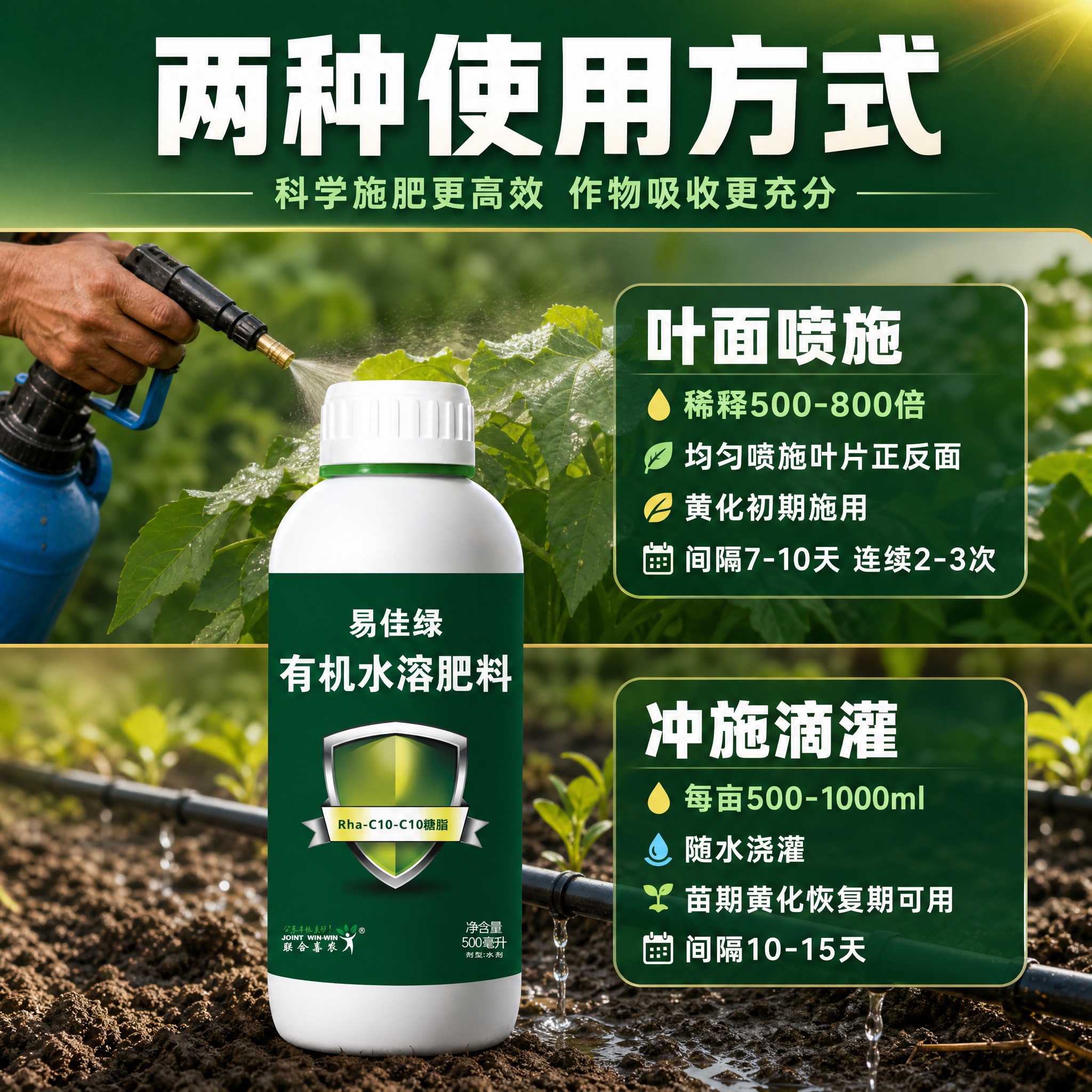 [主图-4] 使用方法场景图 叶面喷施与冲施滴灌 [统一基调]… - 图片创意预览