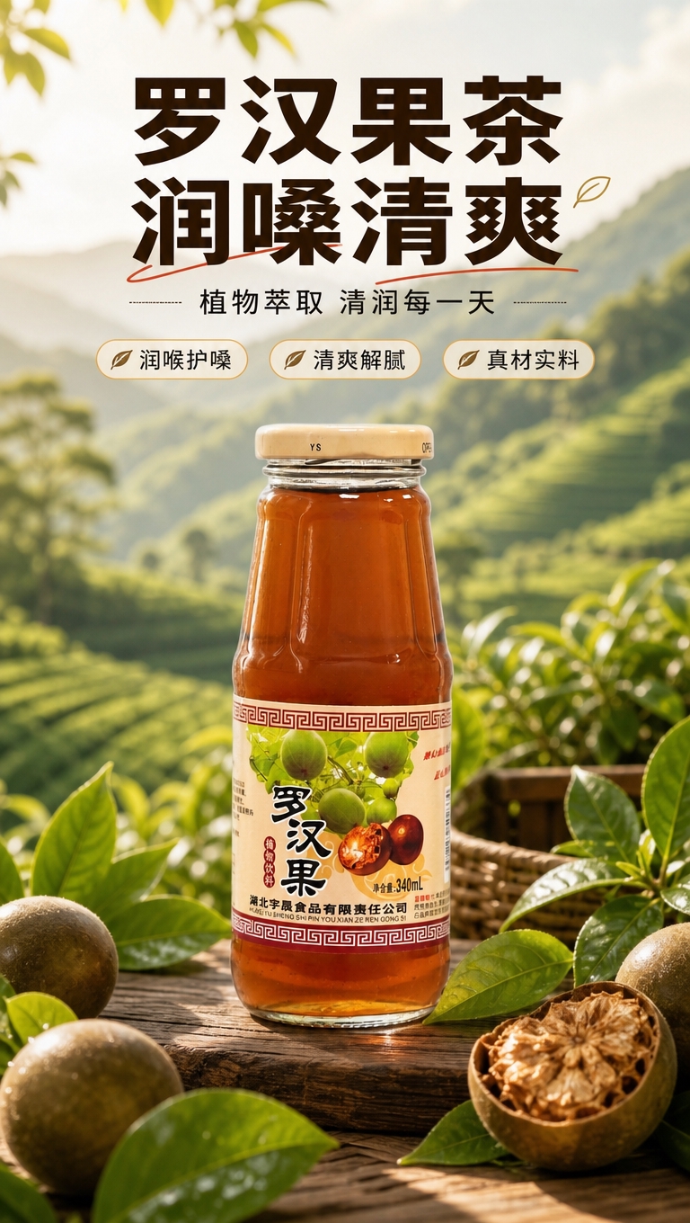 [商品] 使用【图1】罗汉果植物饮料玻璃瓶；保留瓶身形状、茶色… - 图片创意预览