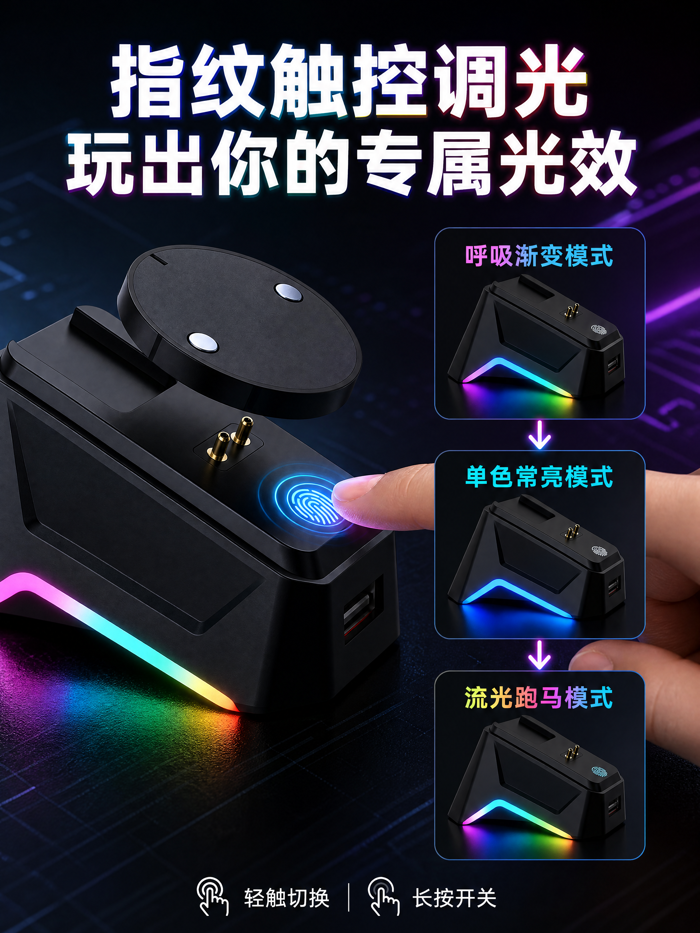 [商品] 使用【图4】黑色磁吸鼠标充电底座；保留底座梯形结构、… - 图片创意预览