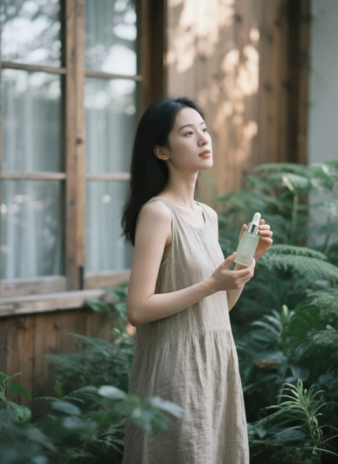 图2的模特拿着图1的精华预览效果