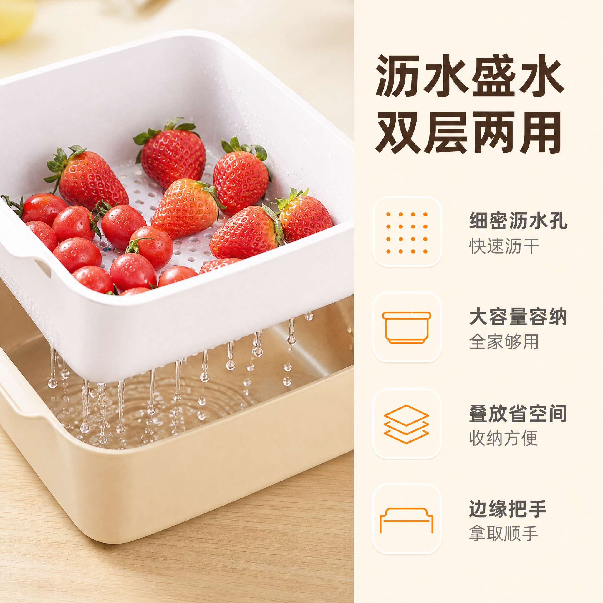 [主图-2] 核心卖点图，展示双层沥水设计的使用价值与效果证明… - 图片创意预览