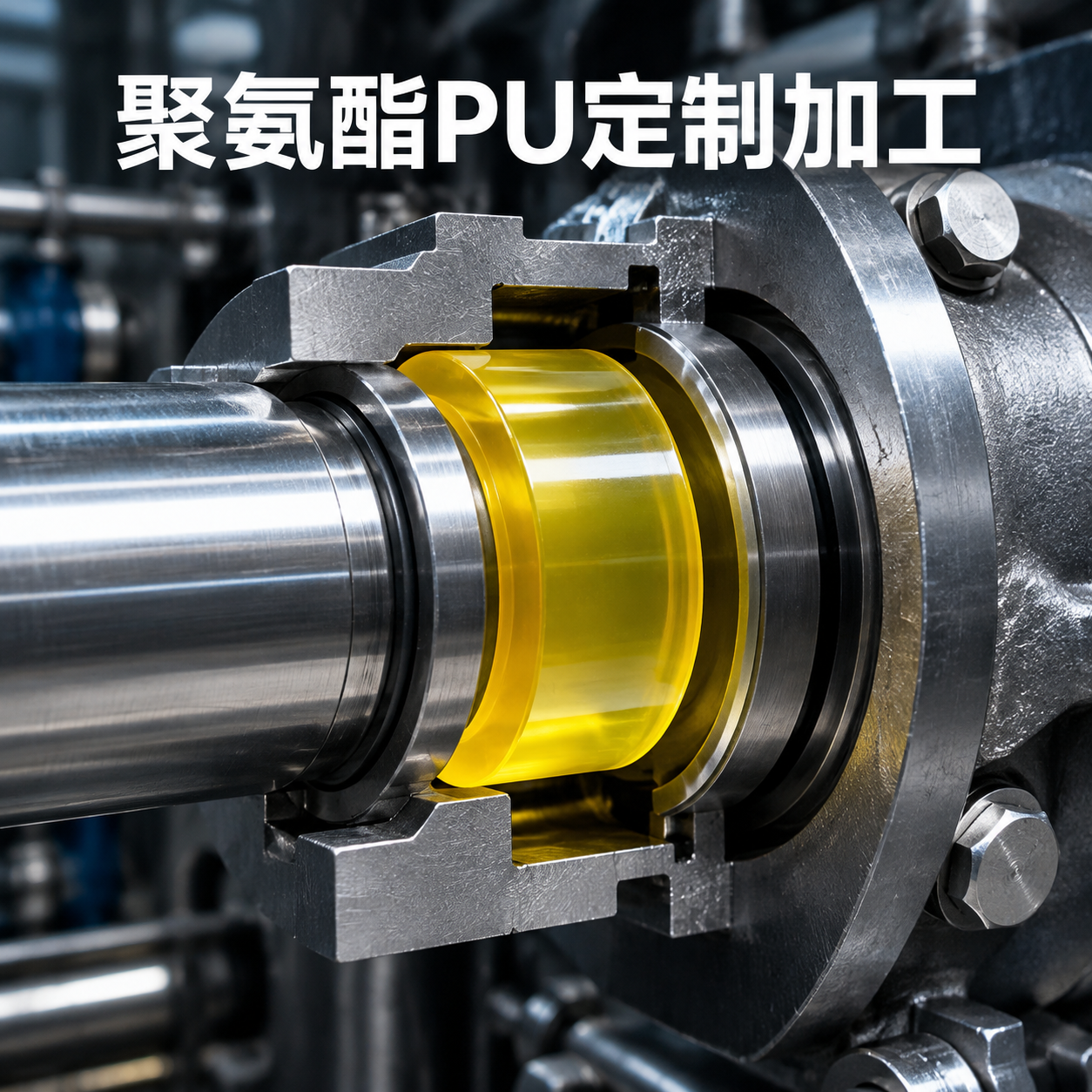 [主图B] 圆棒形PU聚氨酯零件机械密封应用场景图，展示密封棒… - 图片创意预览