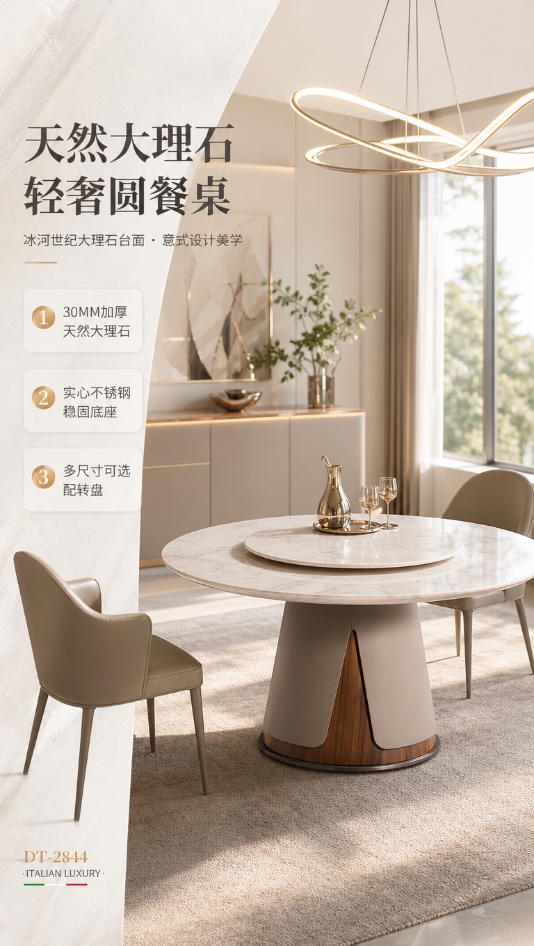 [商品] 使用【图1】DT-2844圆形大理石餐桌；保留圆形台… - 图片创意预览