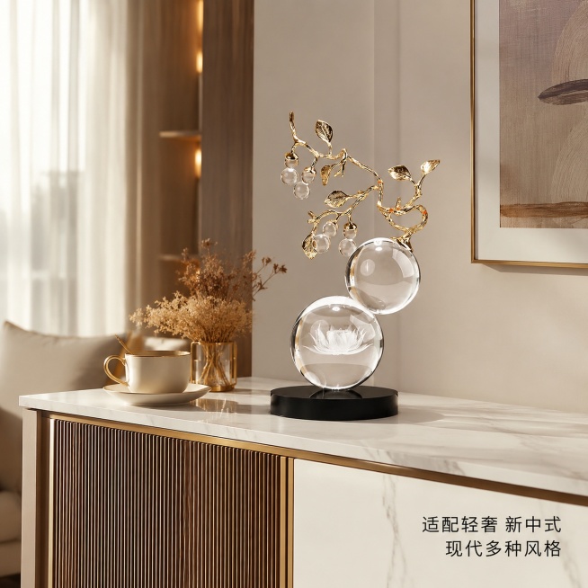 「图片1」，生成电商主图（5张），商品名称是FZOG意大利招财水晶葫芦摆件，卖点是轻奢高档客厅酒柜装饰品搬家乔迁礼物，适配淘宝/天猫平台，主图比例为1:1预览效果