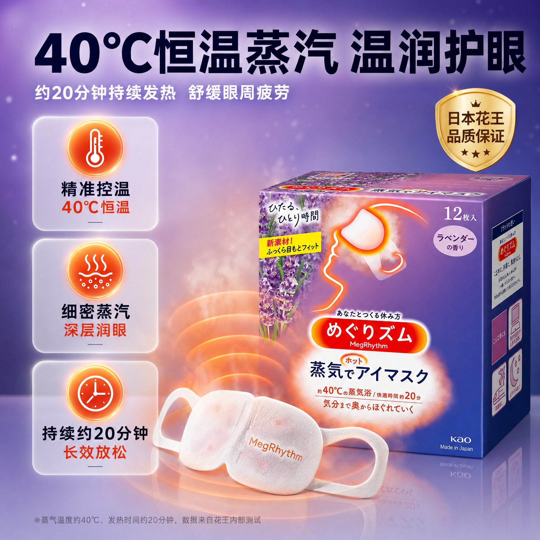 [主图-2] 核心卖点功能解析图 花王美舒律蒸汽热敷眼罩 40… - 图片创意预览