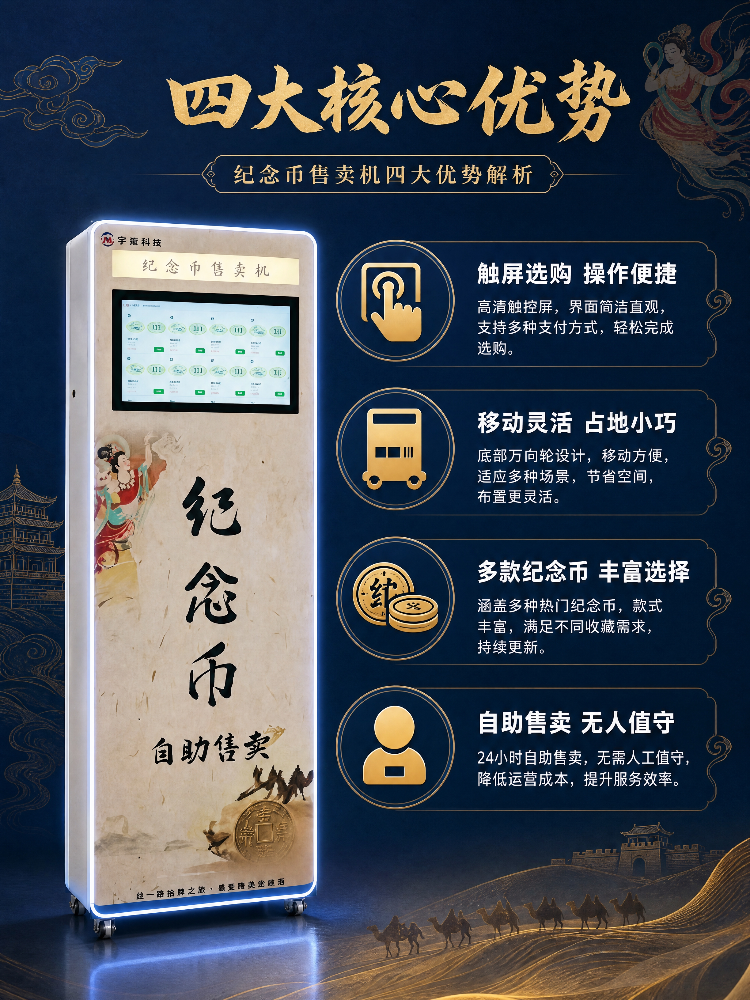 [第3张] 详情页核心卖点-纪念币售卖机四大优势解析。本张使用… - 图片创意预览