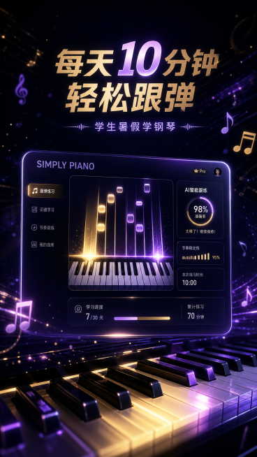 9:16竖版，中国国内信息流广告图，深色系高级感设计，黑紫色、深蓝色、暗金色光影搭配，现代极简风，轻奢科技感，电影级光影，高级UI视觉，无人物，高清细节，适合抖音、视频号、小红书信息流投放，主题为"学预览效果