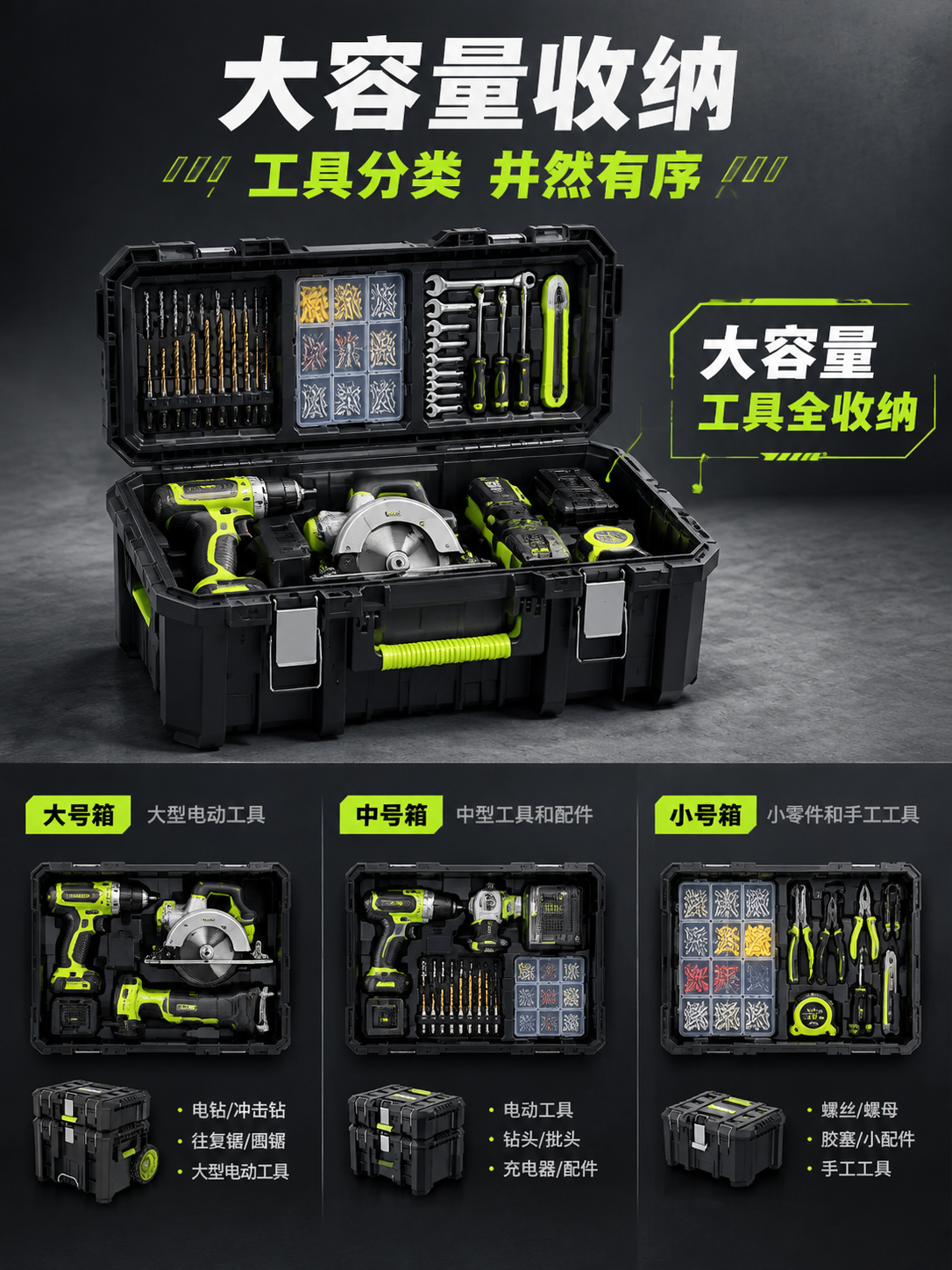 [详情图-6] 内部收纳+容量展示图，主题：大容量收纳 工具分… - 图片创意预览