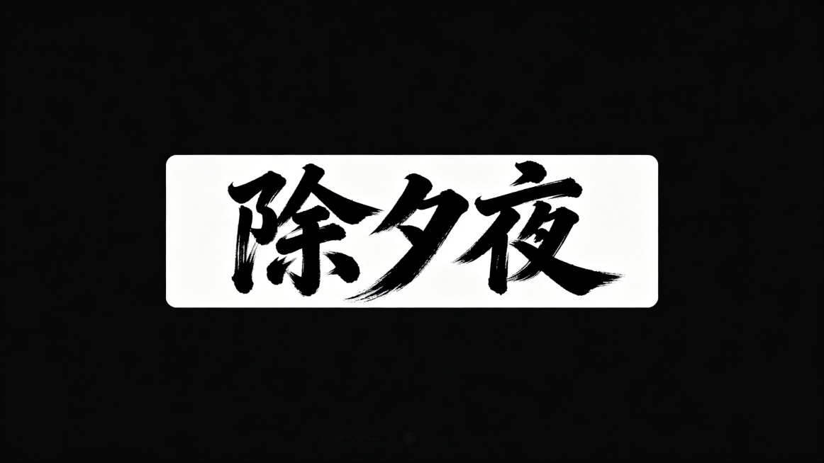 横板毛笔字标题“除夕夜”，黑字白底，艺术大气风格预览效果