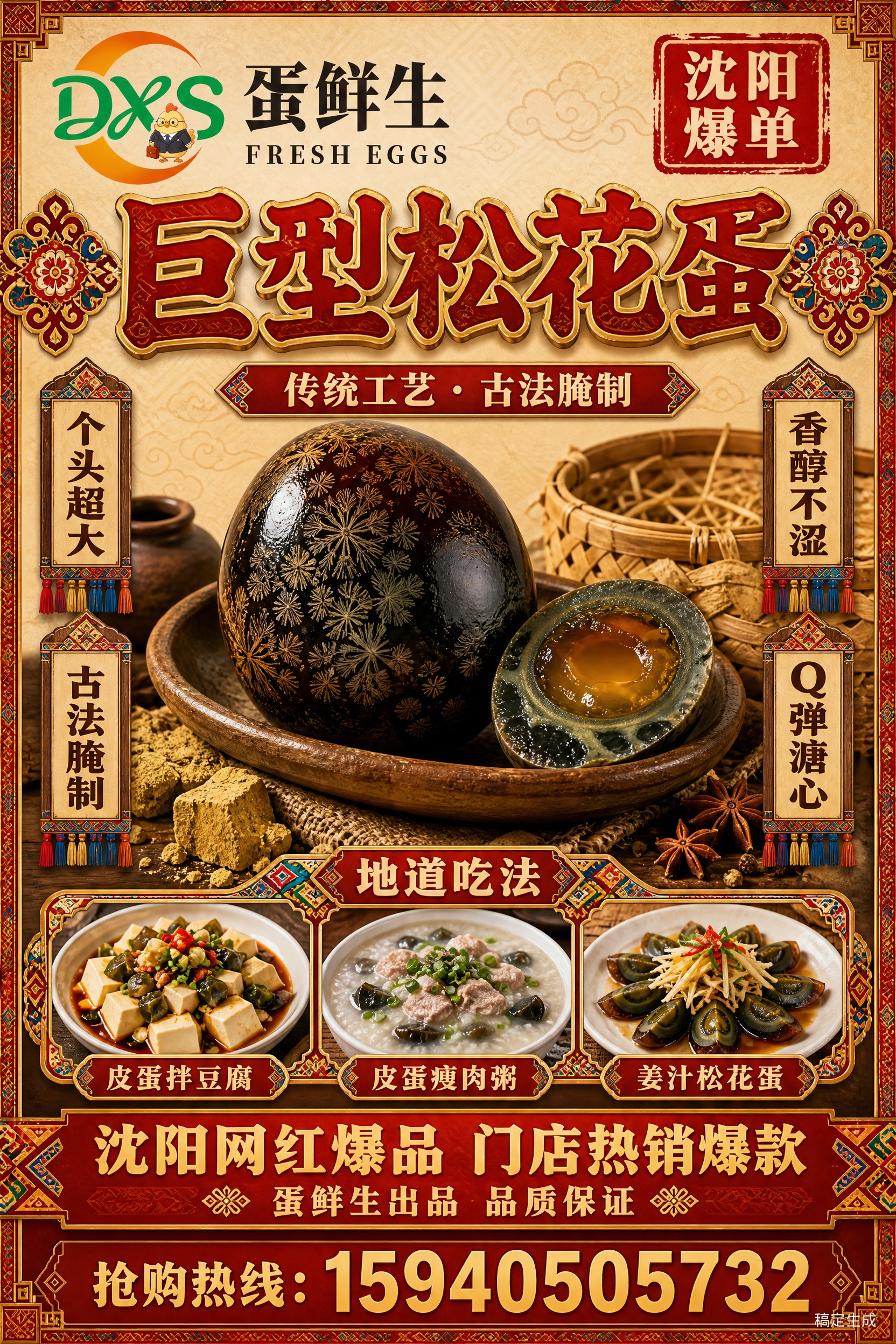 A4竖版宣传单设计，2:3比例，民族工艺风+爆品促销氛围，东北… - 图片创意预览