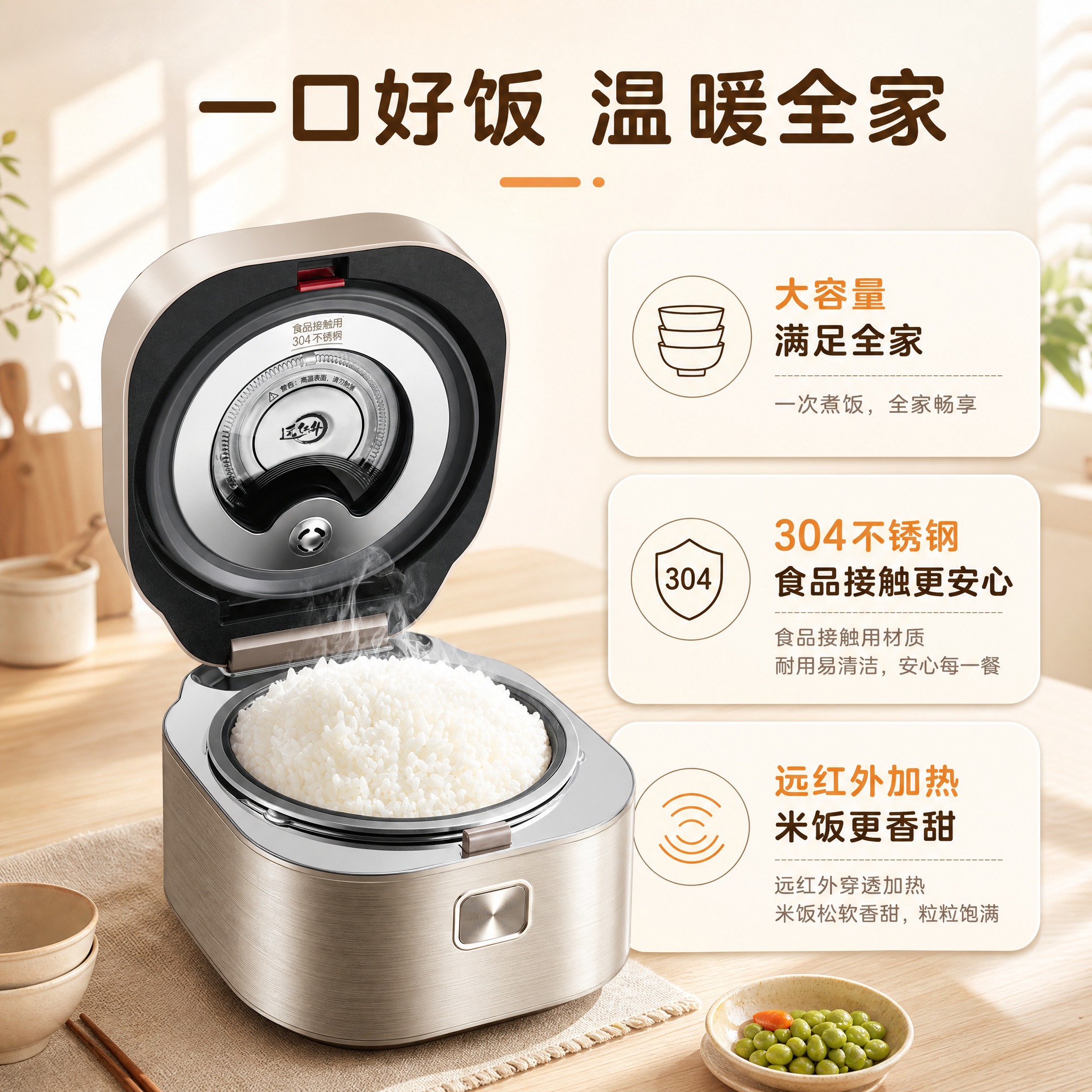 [主图-2] 核心价值与关键卖点，大容量电饭煲三大核心优势展示… - 图片创意预览