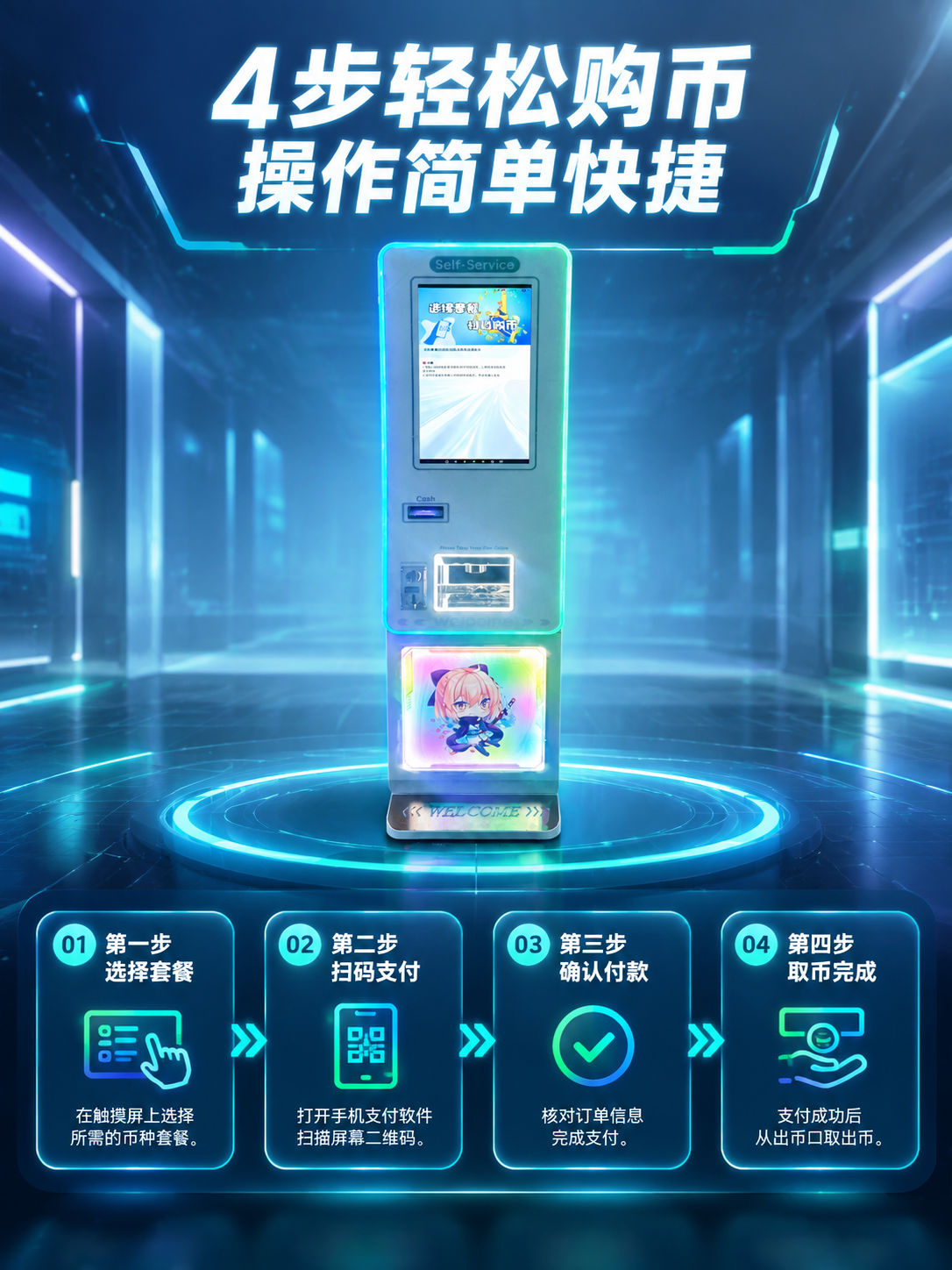 [商品] 使用【图1】自助售币机正面图；保留触摸屏、出币口等关… - 图片创意预览
