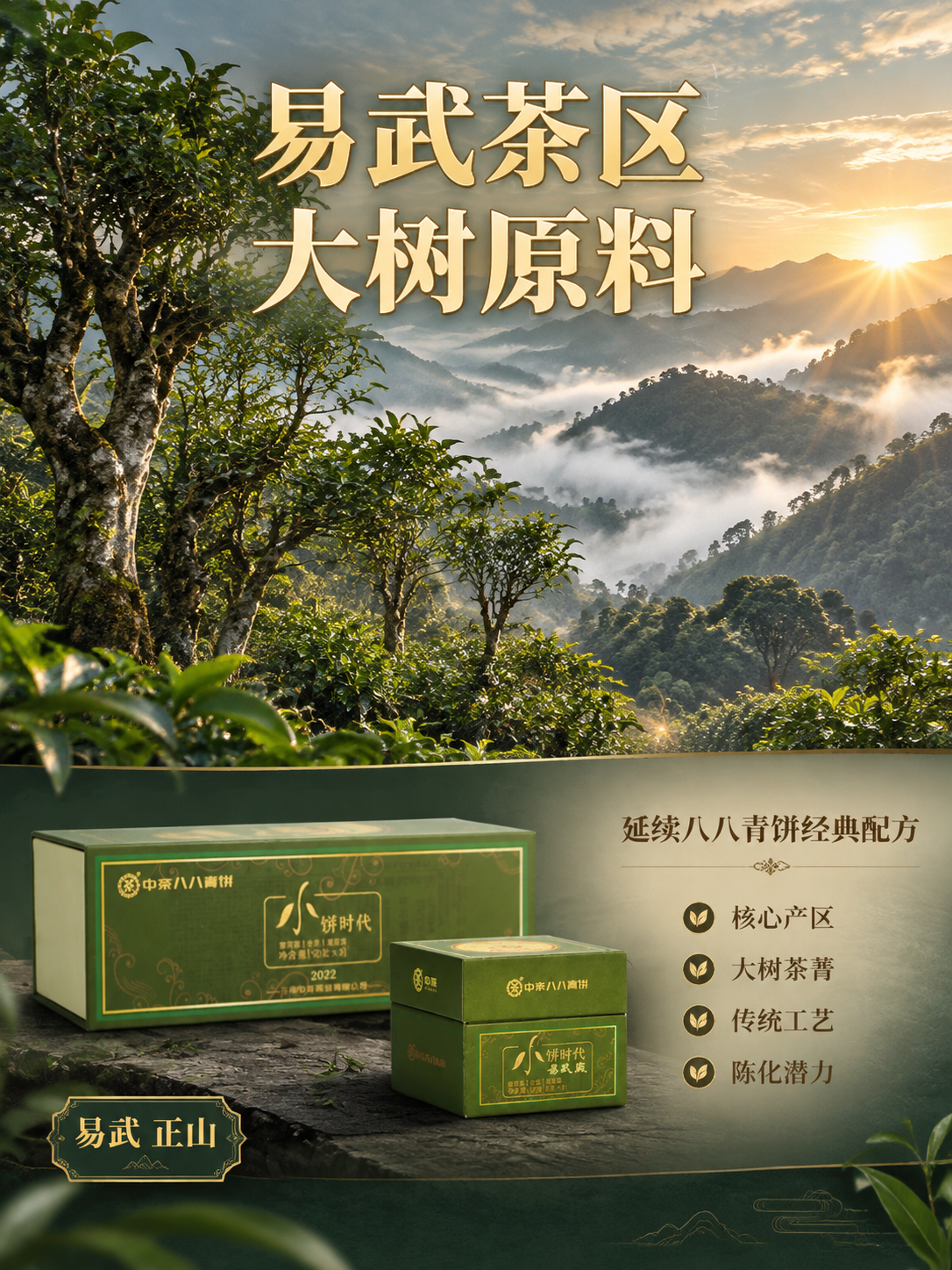 [商品] 使用【图2】【图3】【图4】中茶八八青饼绿色方形礼盒… - 图片创意预览