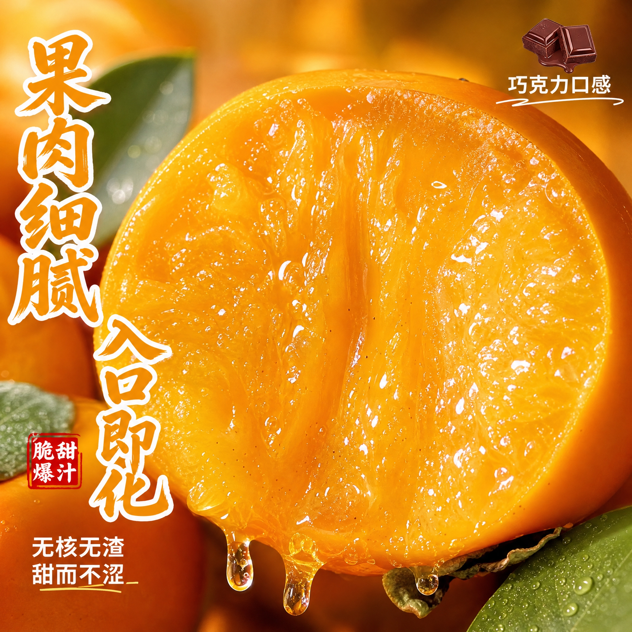 [主图-3] 细节微观种草 巧克力脆柿果肉微距特写主题。 [统… - 图片创意预览