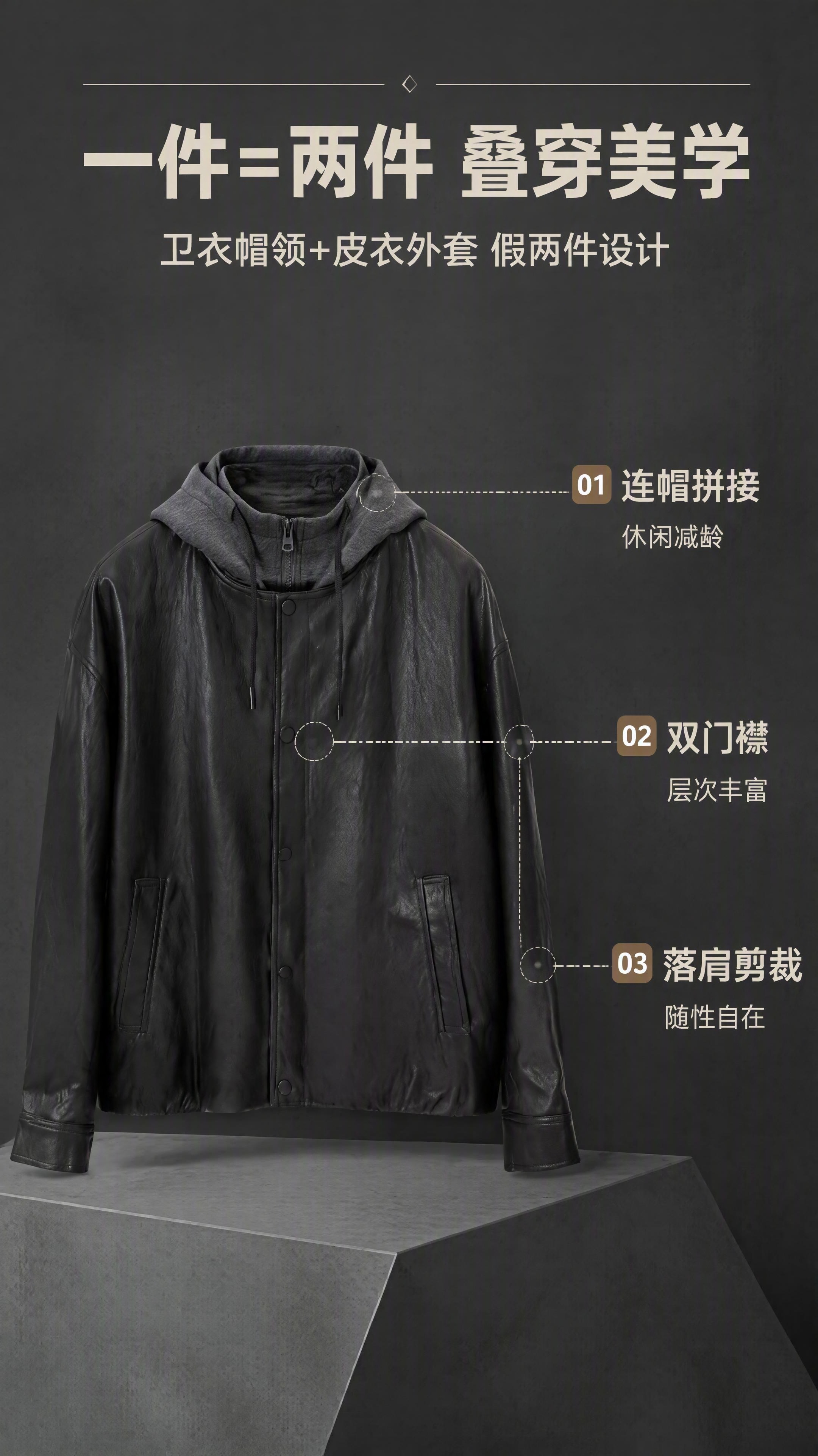 [第2张] 设计理念页-假两件结构解析。本张使用【图1】作为商… - 图片创意预览