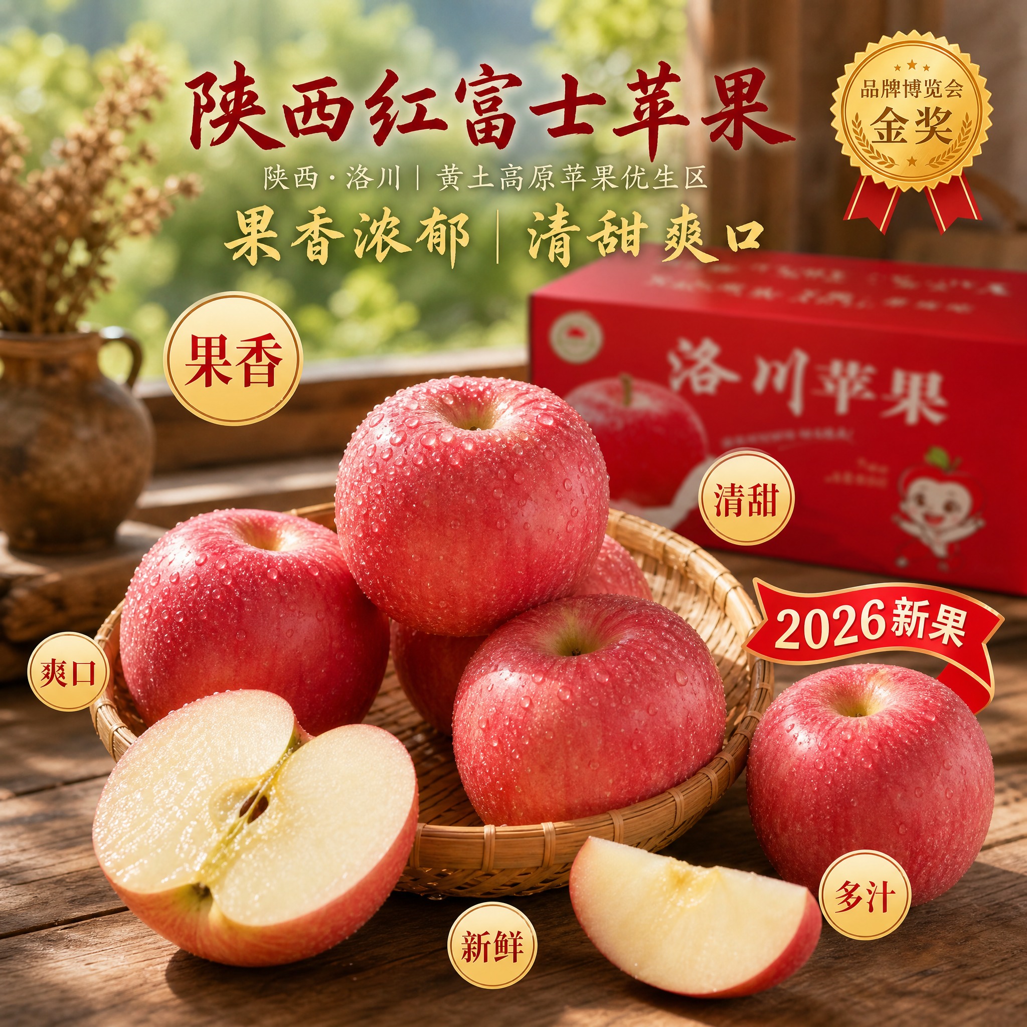 京东生鲜电商主图，800×800像素，1:1正方形。背景为农家… - 图片创意预览