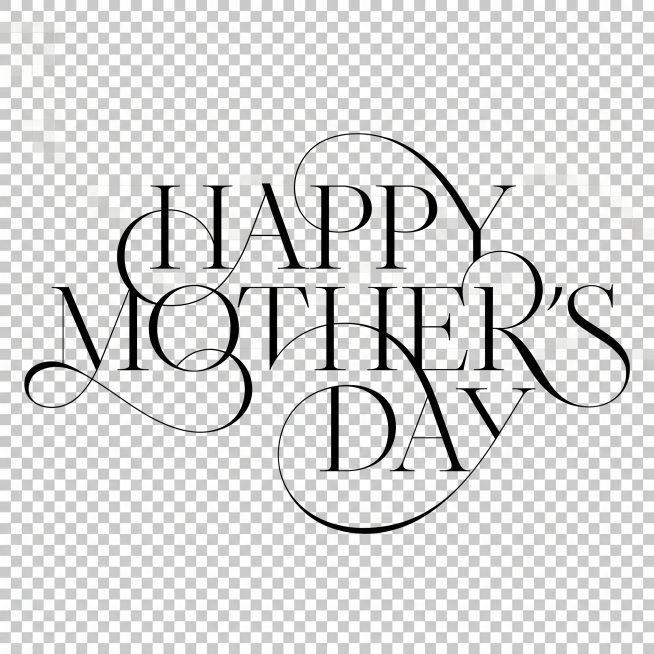 参考原图的艺术字体设计风格，重新生成HAPPY MOTHER'S DAY字体设计，保留优雅卷曲的现代衬线字体设计，去除浅色背景，背景设置为透明预览效果